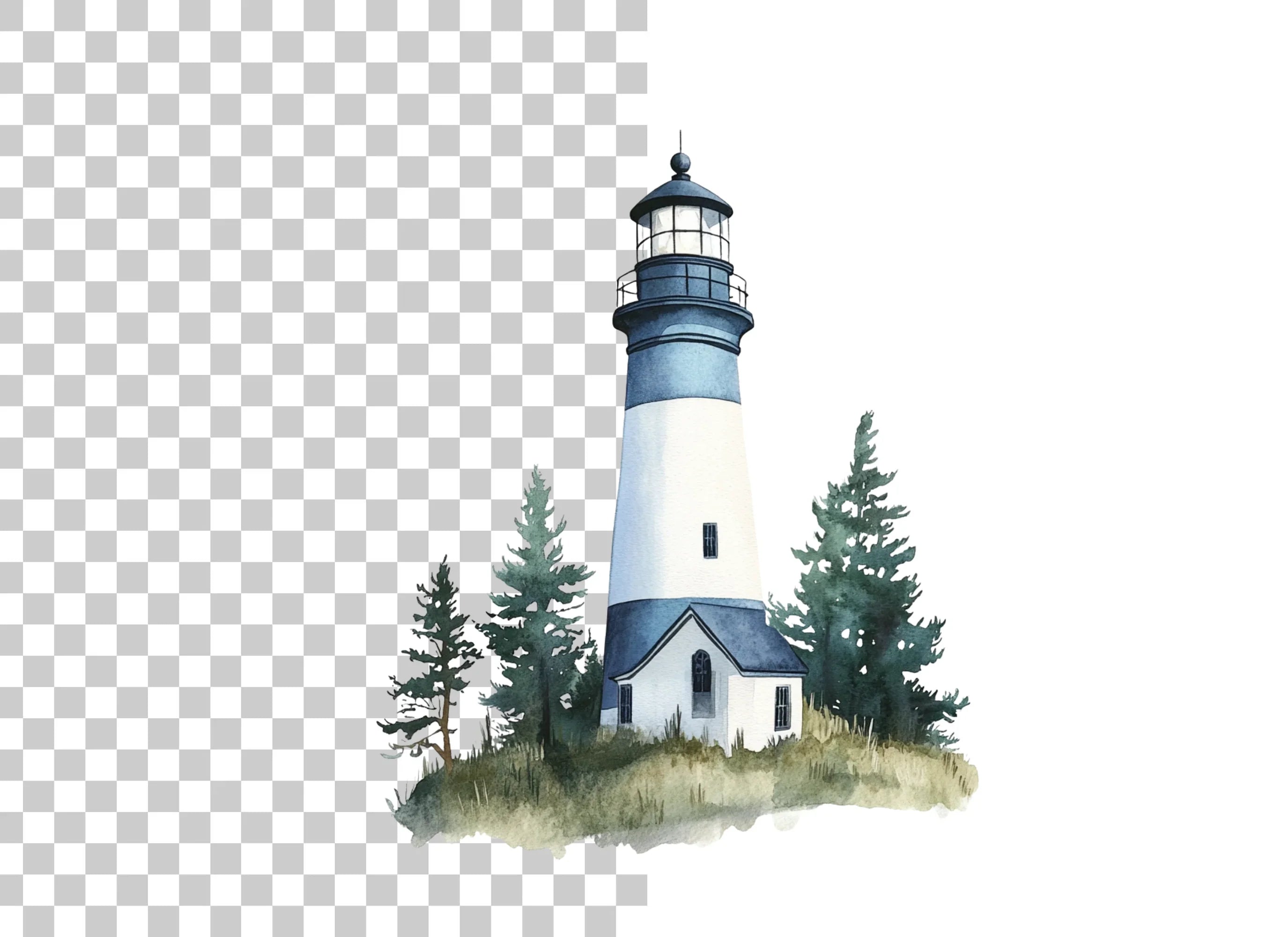 Lighthouse and Pine Trees Clipart Bundle