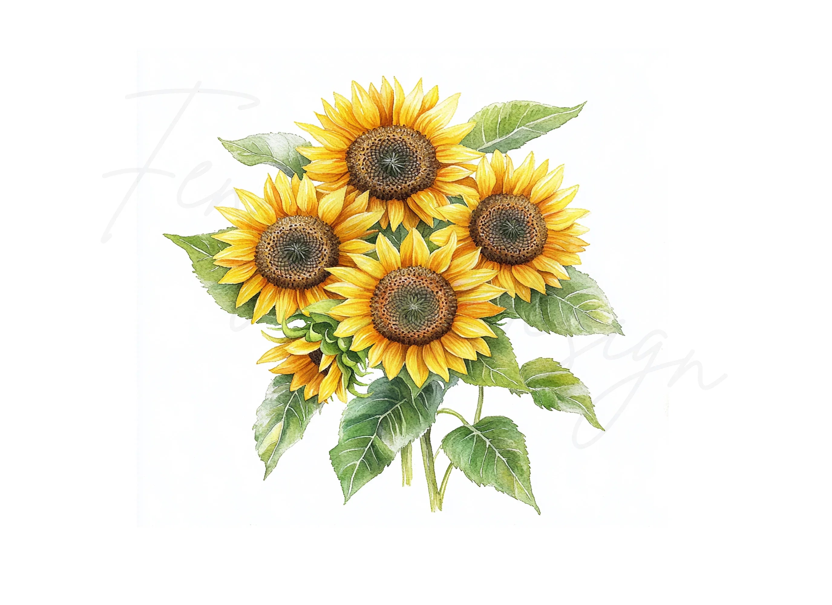 Vibrant Sunflower Bouquets Clipart Bundle