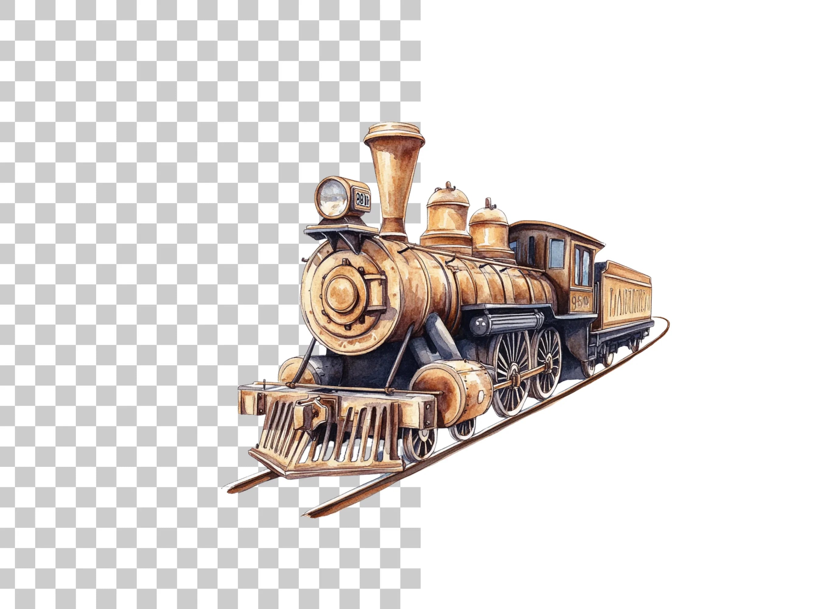 Vintage Steam Train Clipart Bundle
