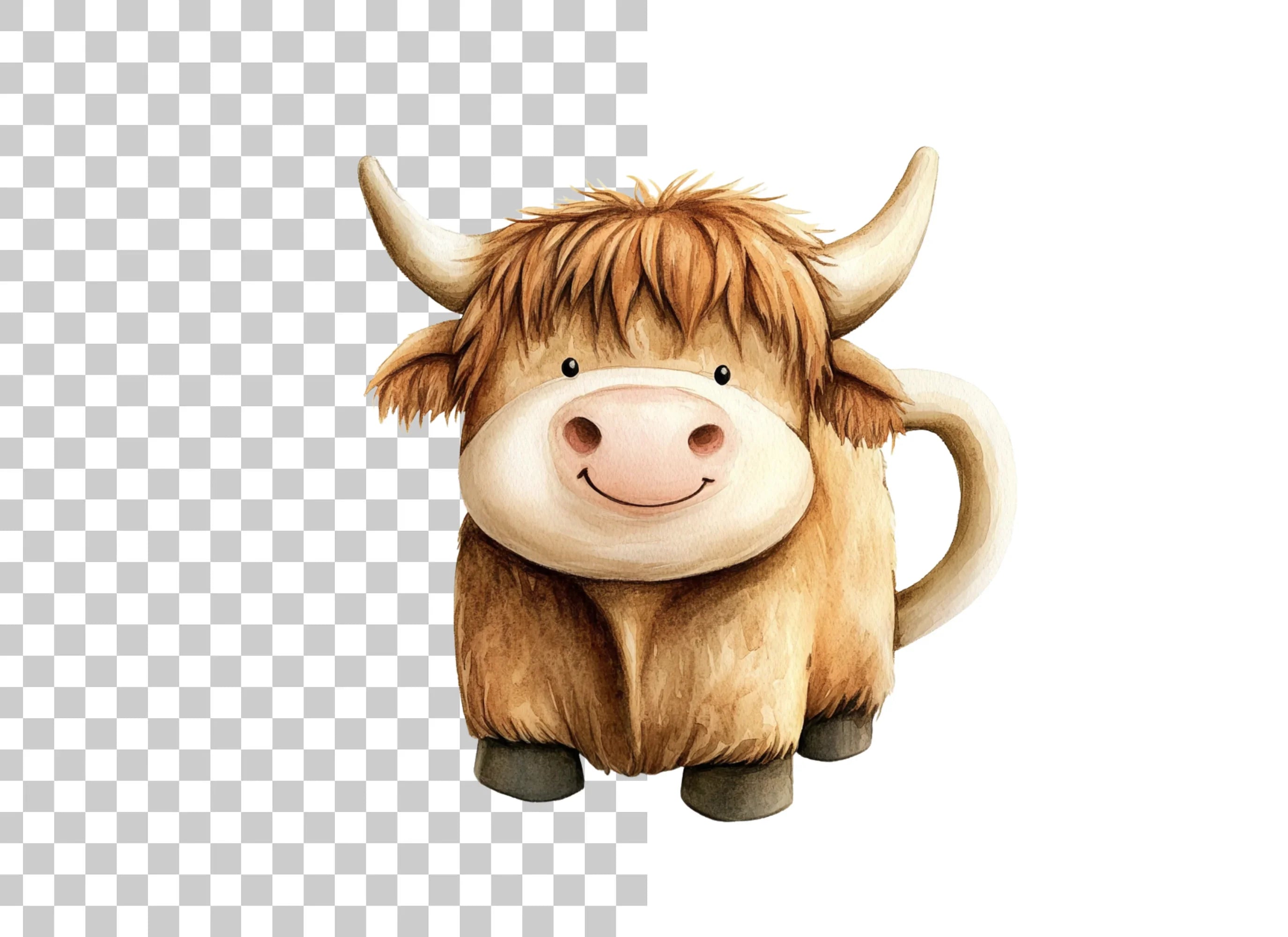 Cute Highland Cow Clipart Bundle