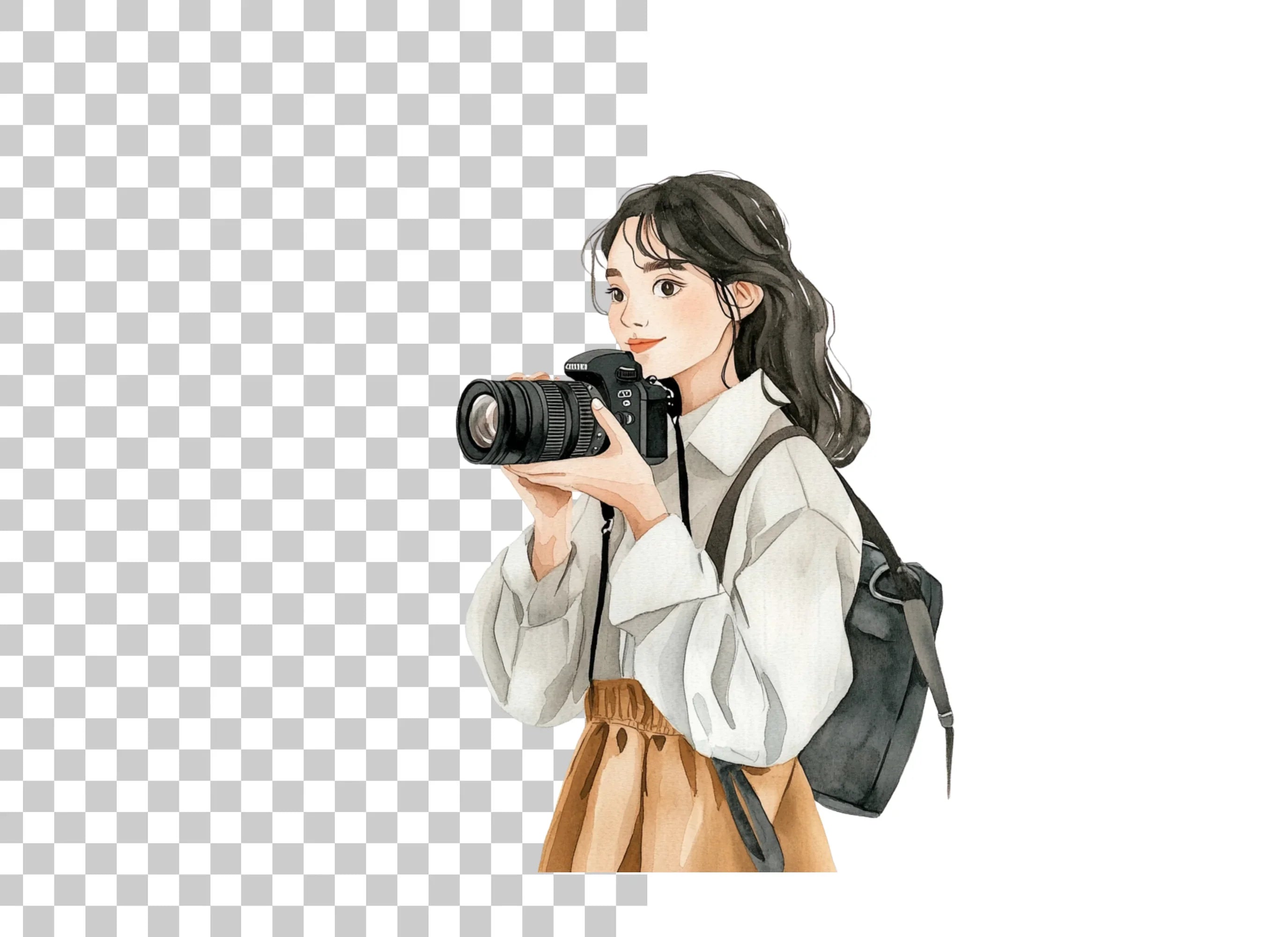 Stylish Girl Photographer Clipart Bundle