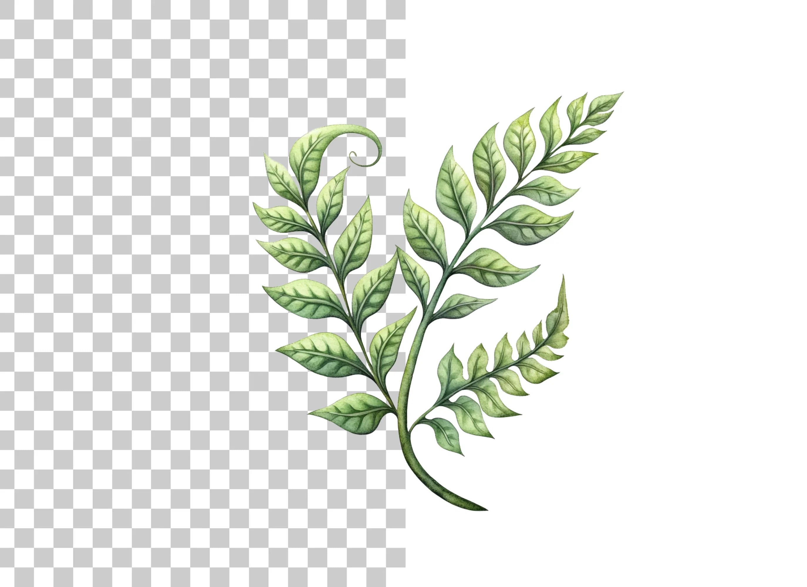 Elegant Green Fern Branch Clipart Bundle