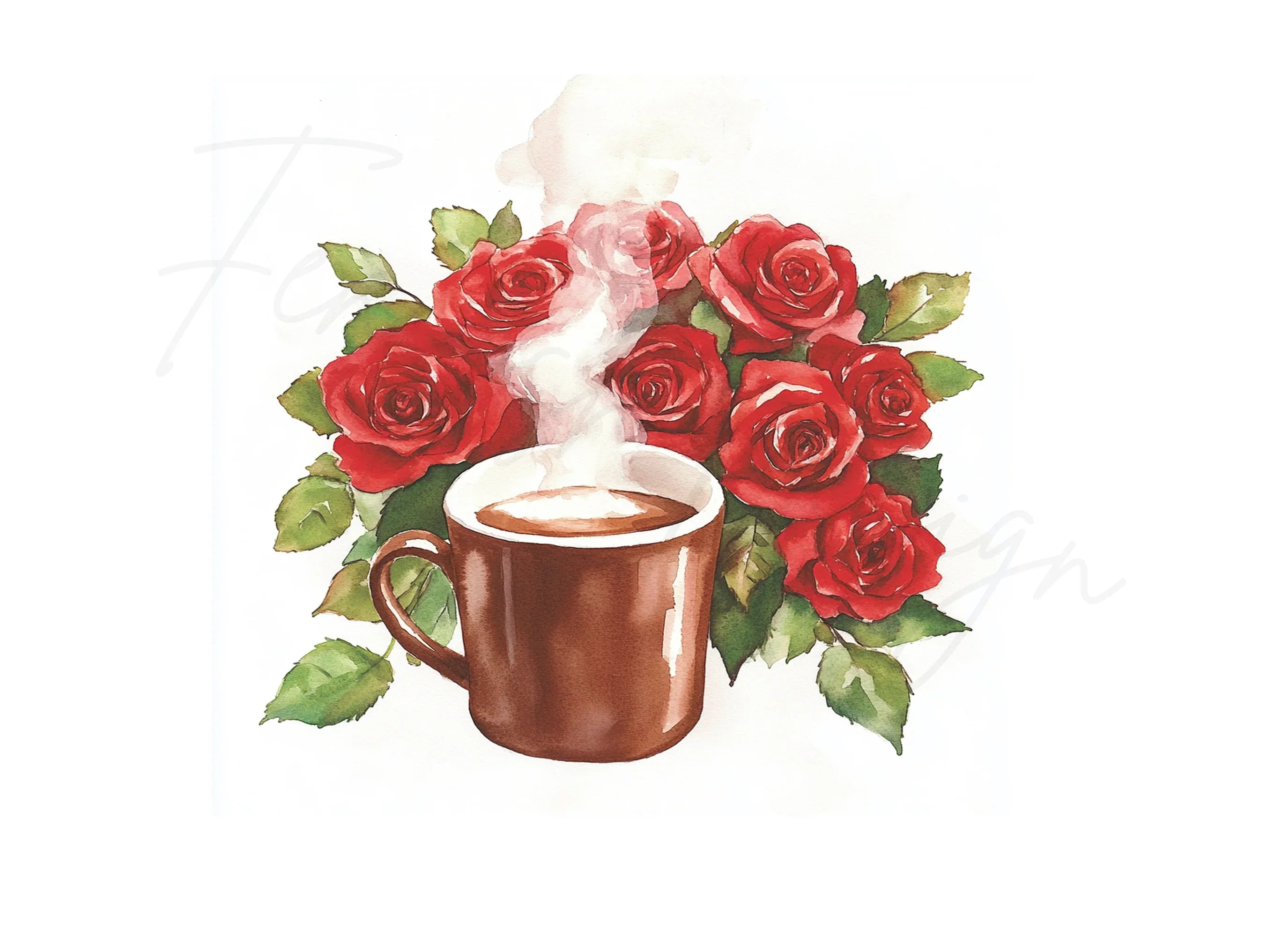 Coffee and Roses Clipart Bundle