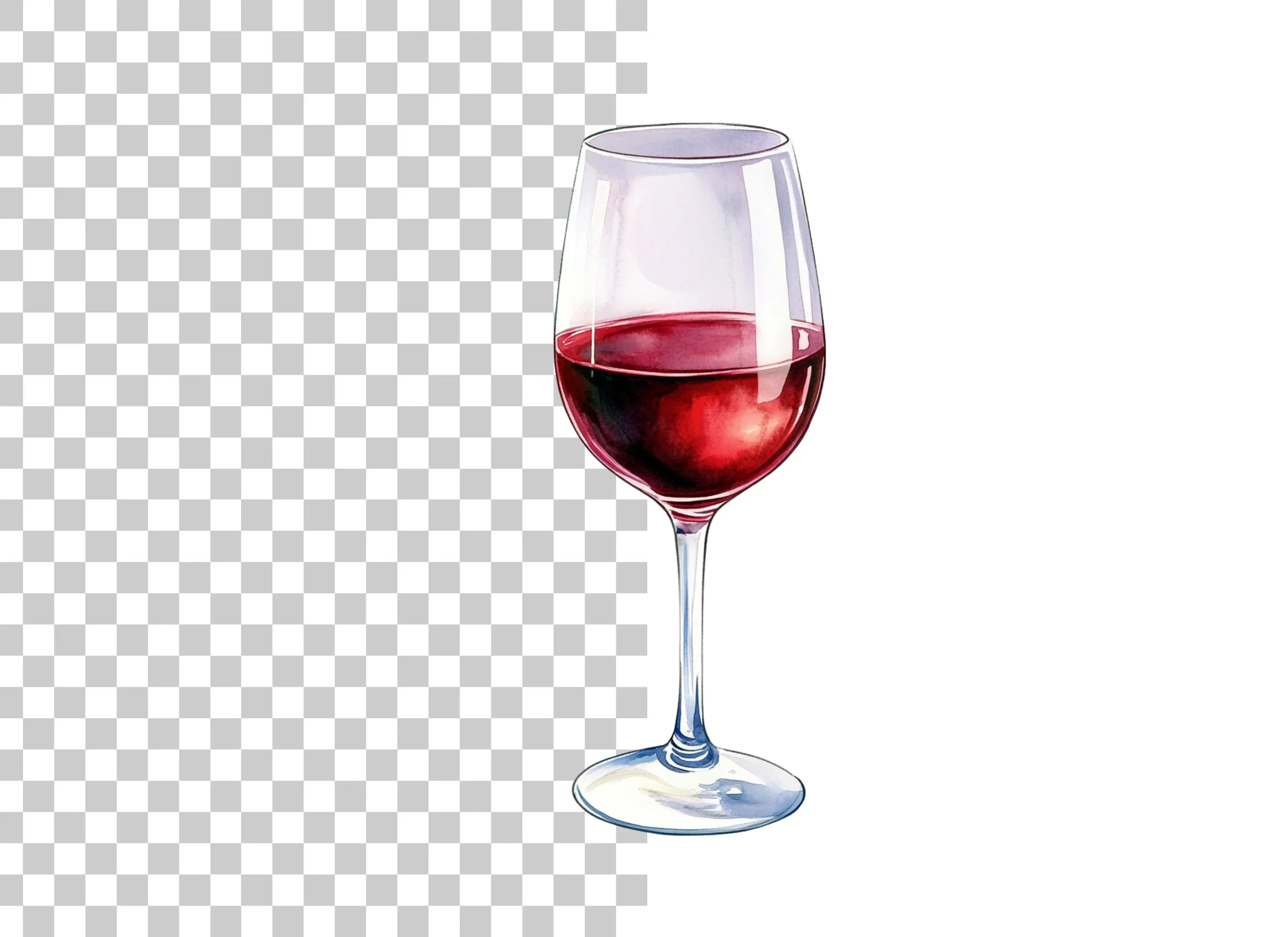 Red Wine Glass Clipart Bundle