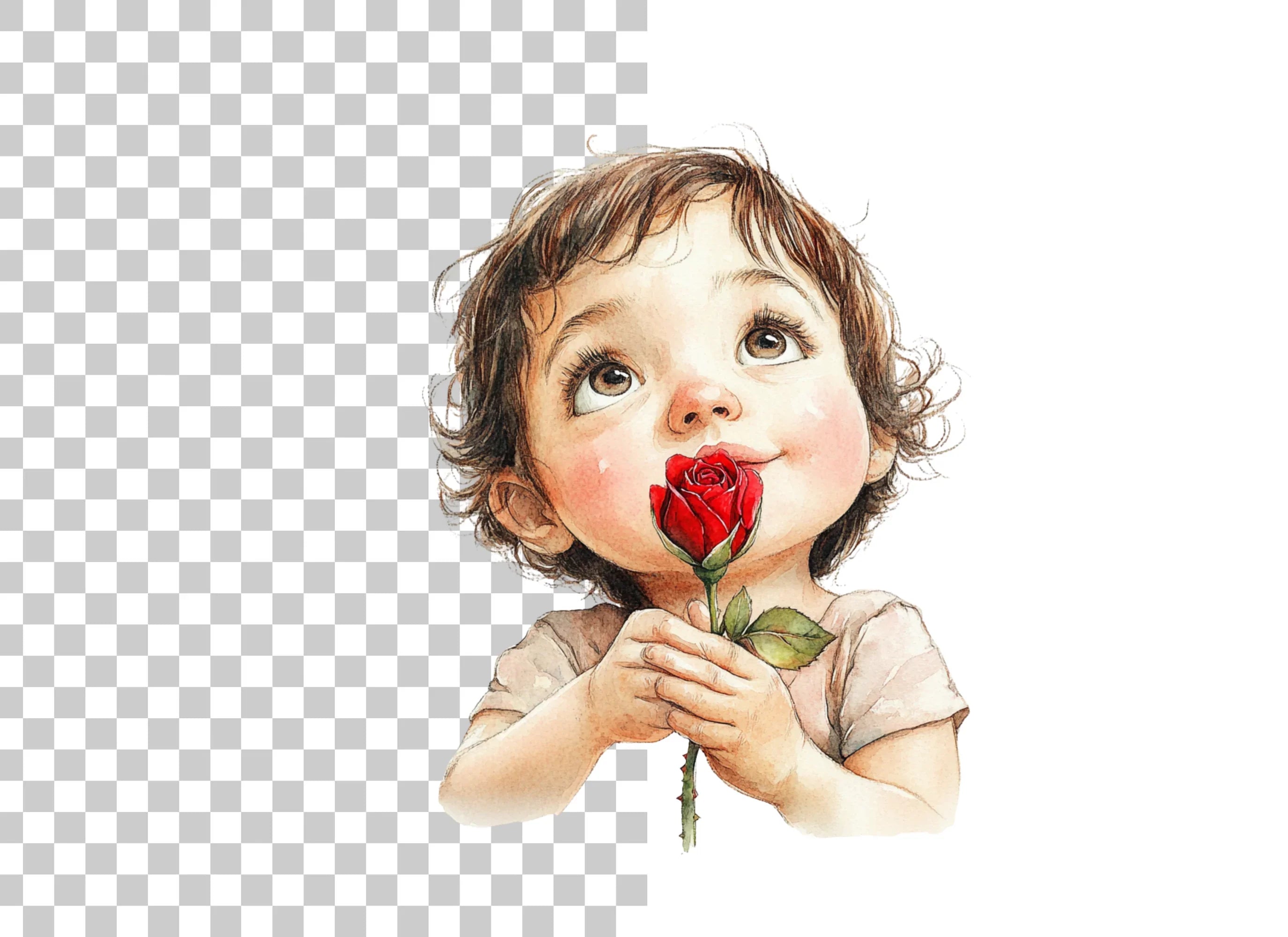 Cute Babies with Red Roses Clipart Bundle