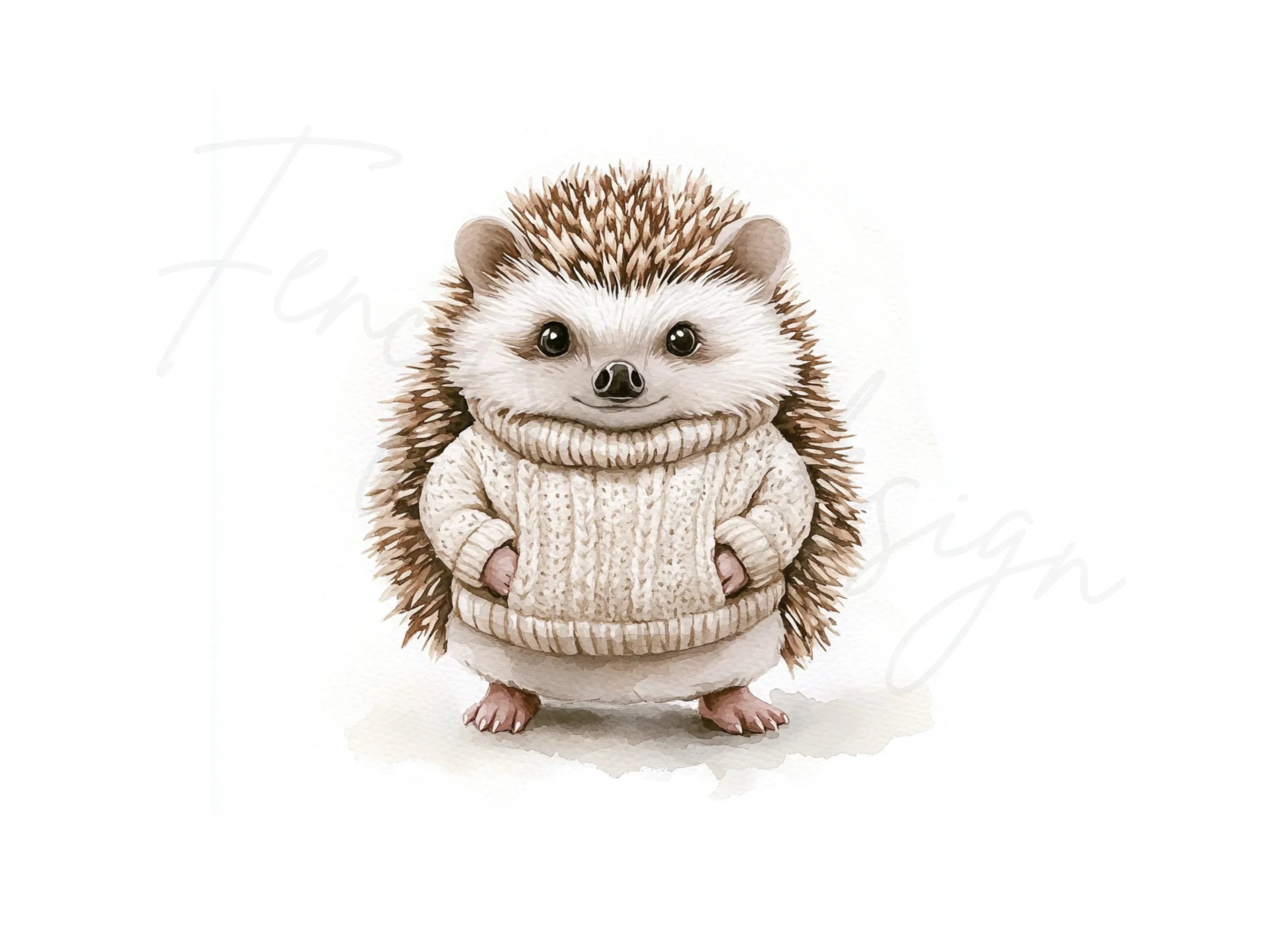 Adorable Hedgehog in Sweater Clipart Bundle