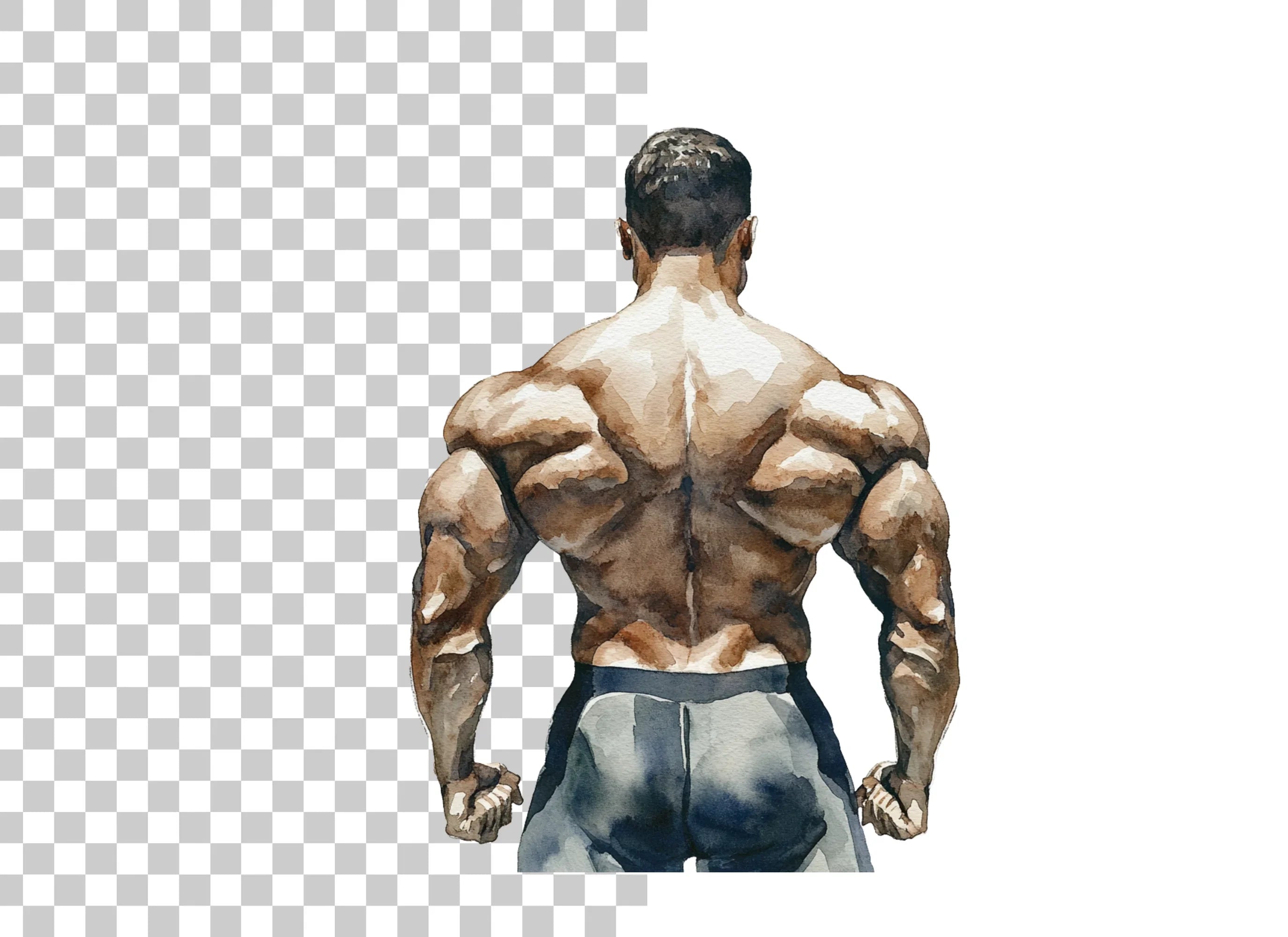 Bodybuilder Back Pose Clipart Bundle
