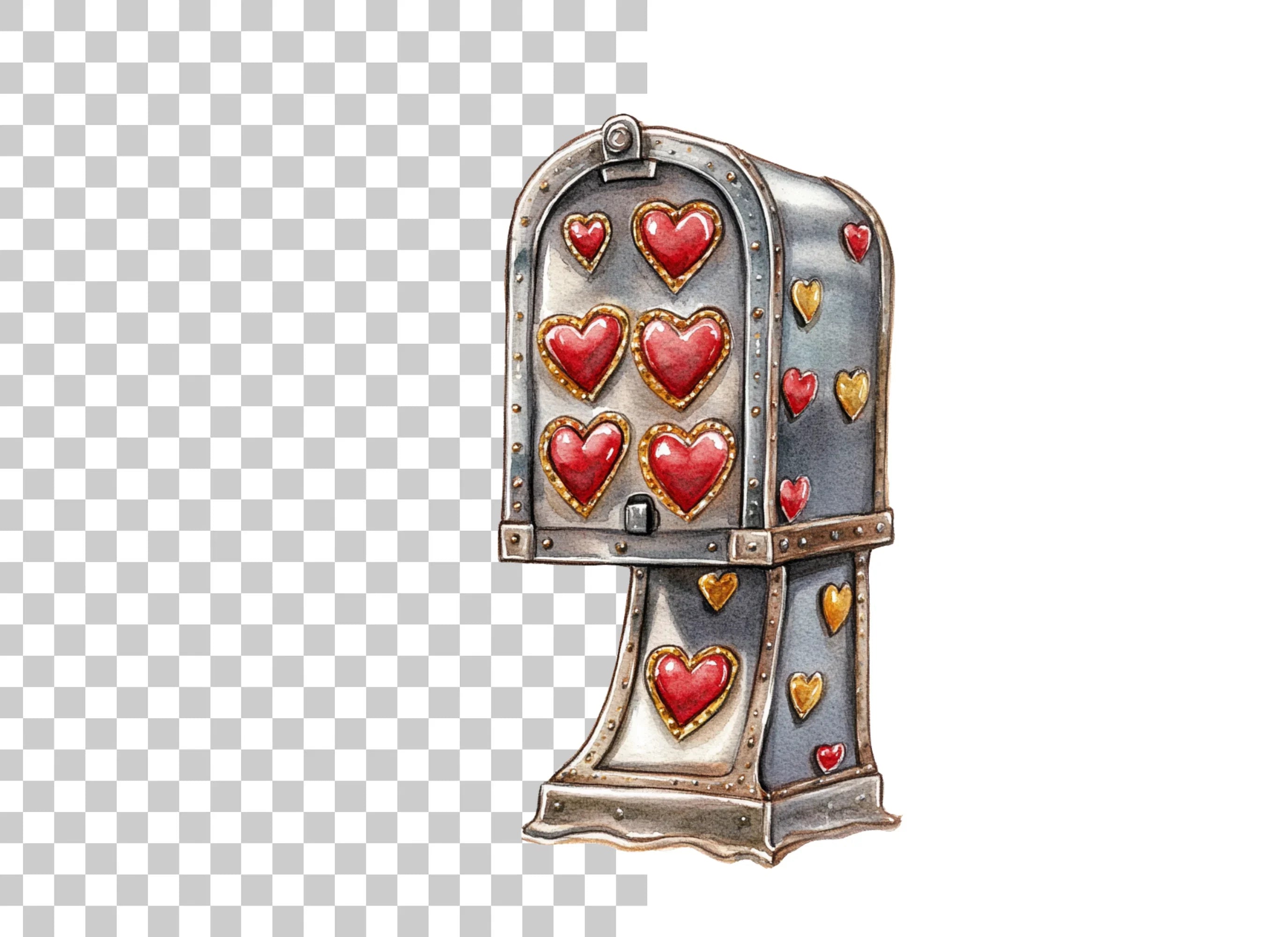 Steampunk Heart Mailbox Clipart Bundle