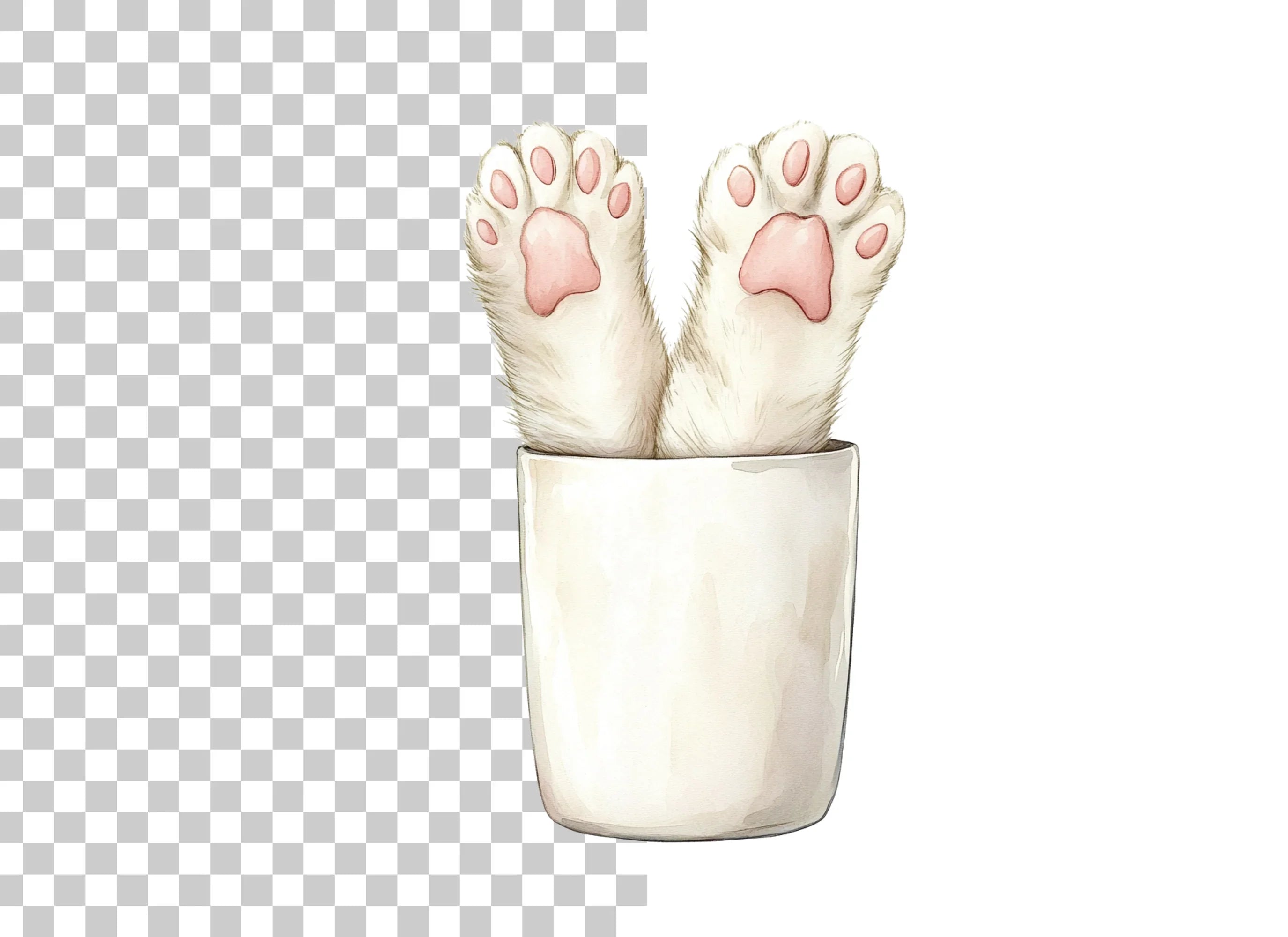 Cute Cat Paws in Cup Clipart Bundle