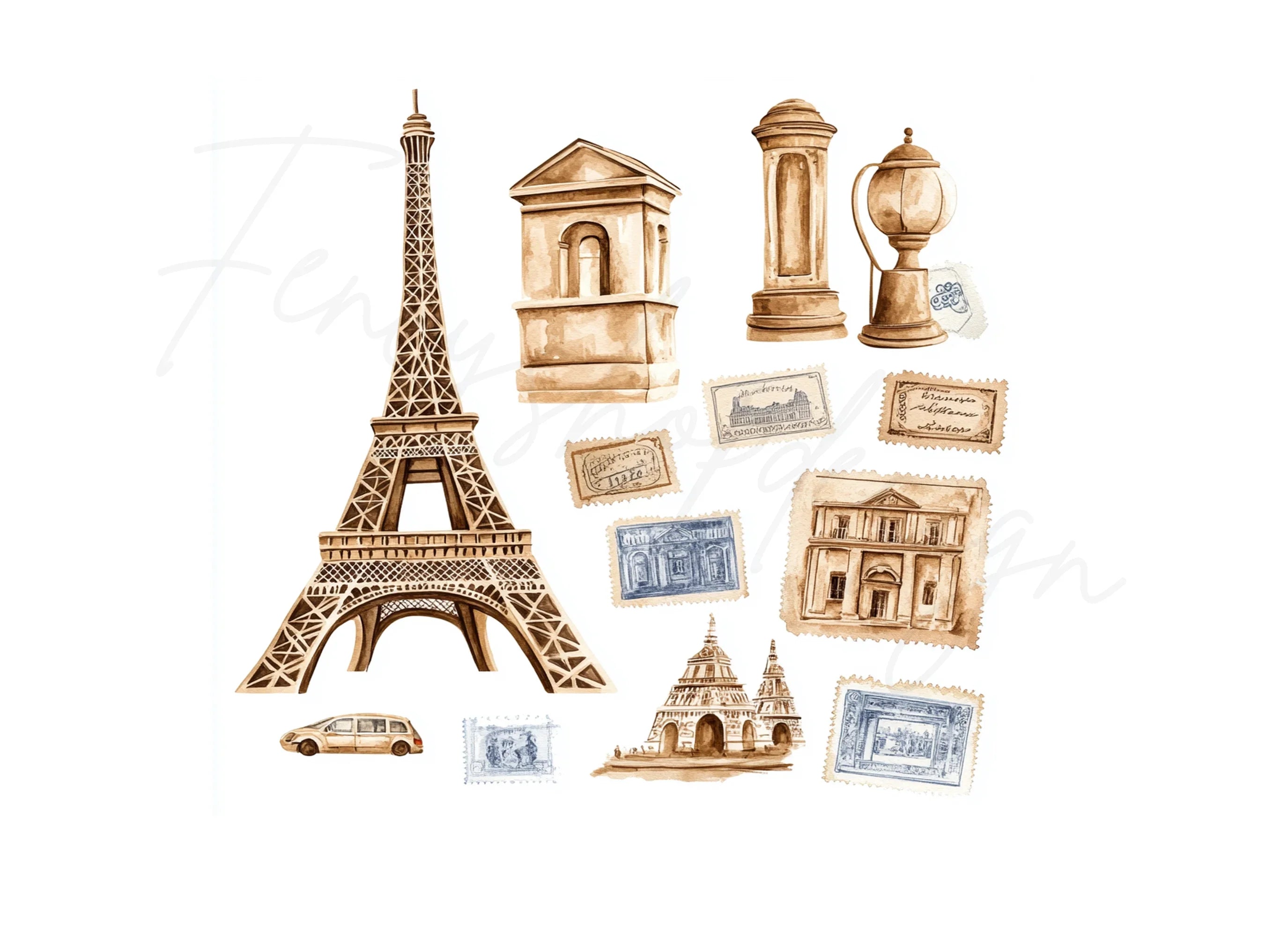 Parisian Landmarks Clipart Bundle