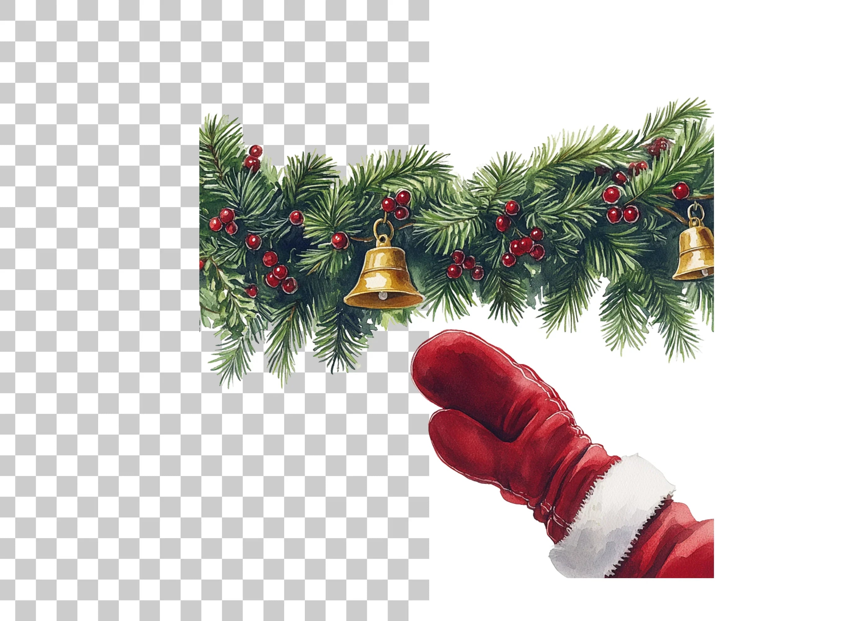 Christmas Garland Santa Hands Clipart Bundle
