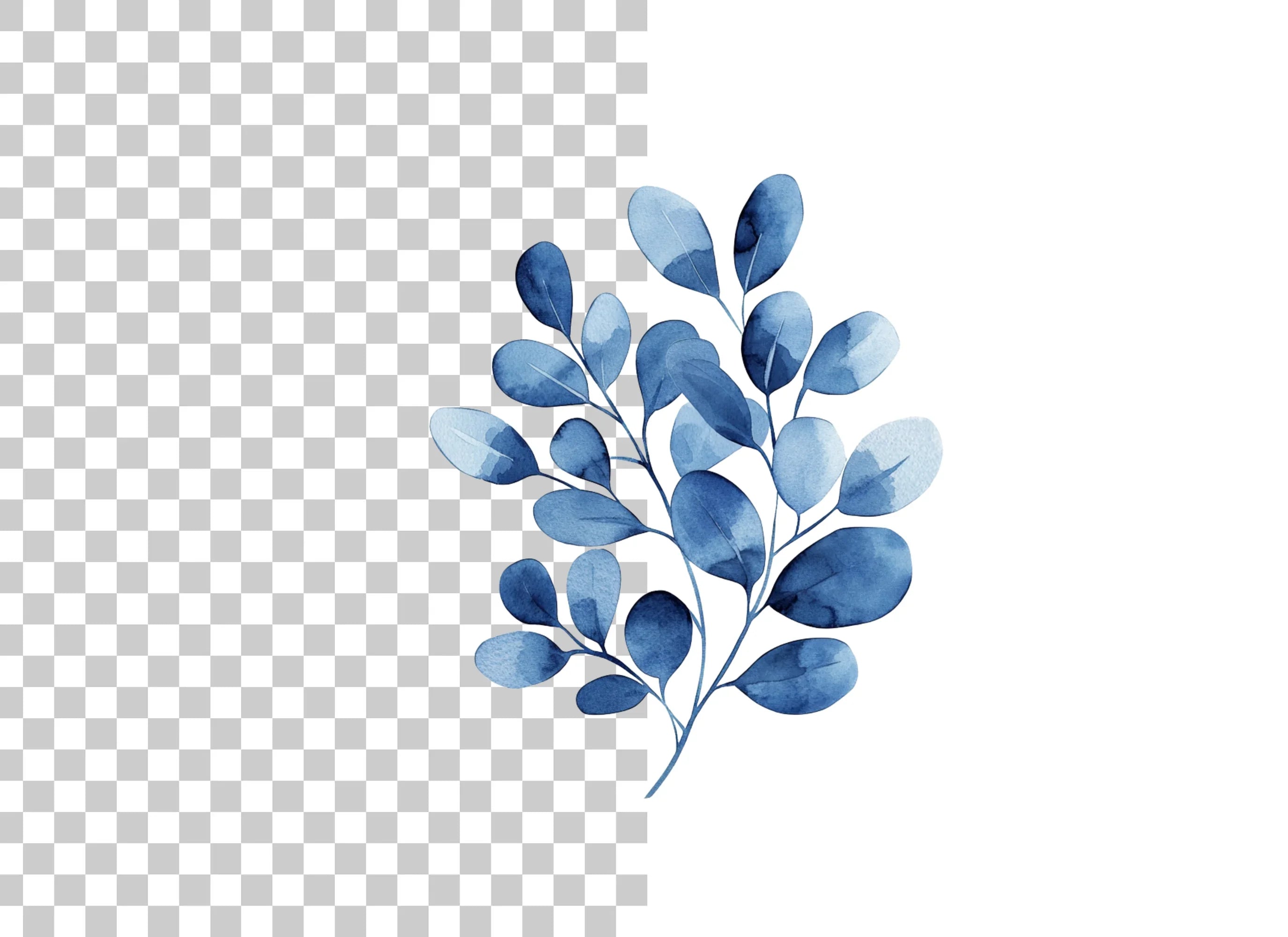 Blue Eucalyptus Leaves Clipart Bundle