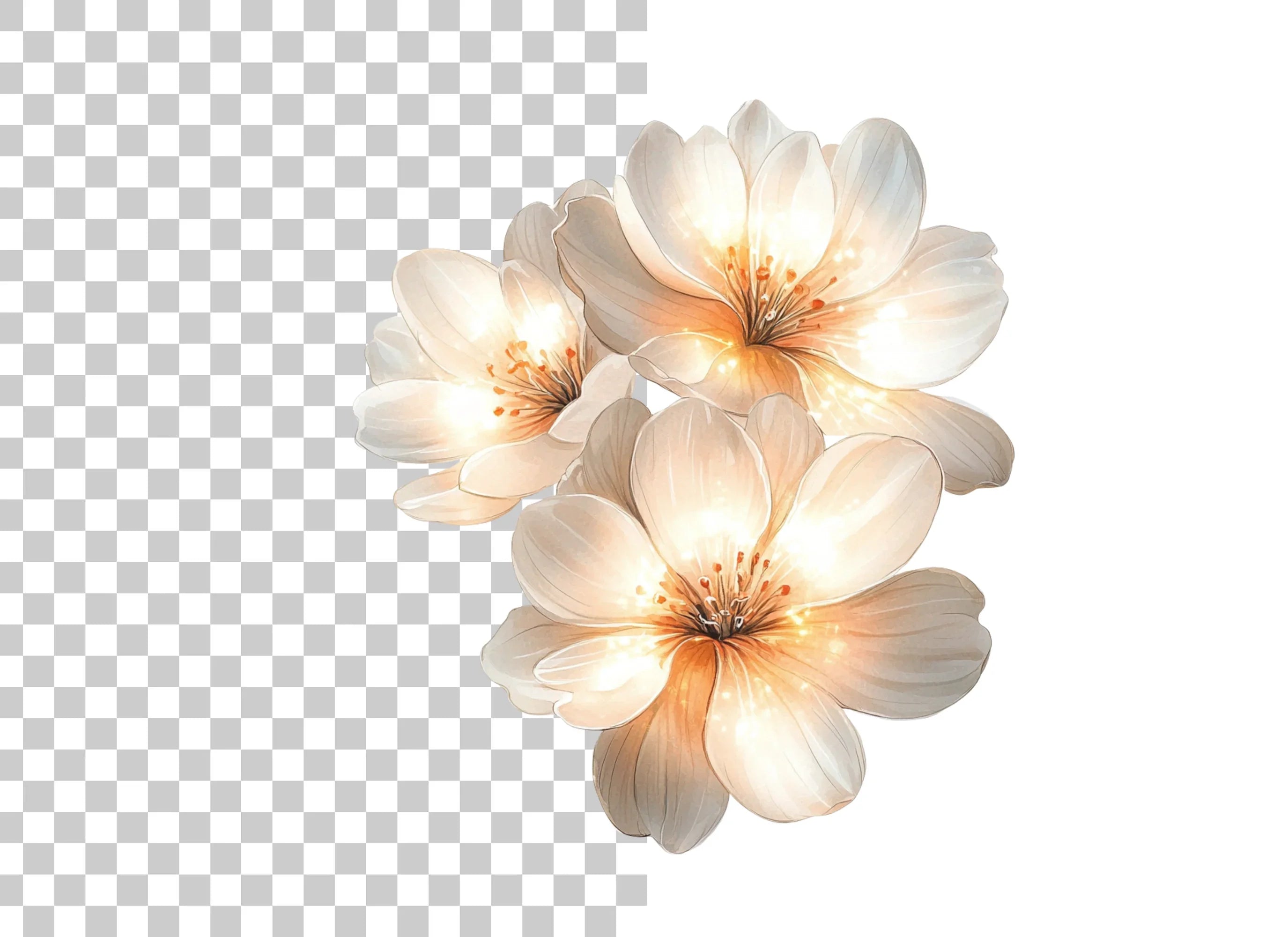 Glowing White Floral Clipart Bundle