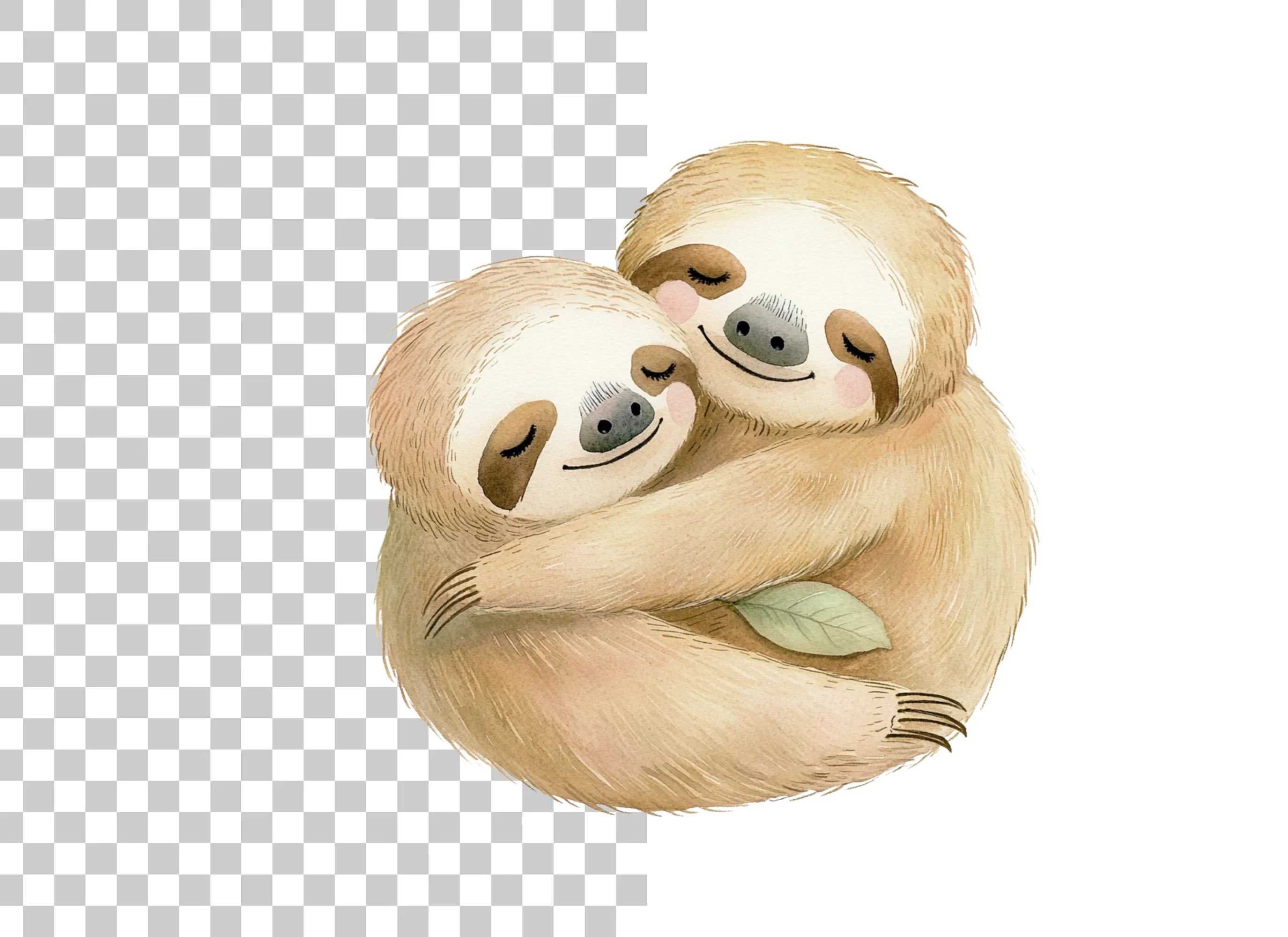 Cute Sloth Couple Hugging Clipart Bundle