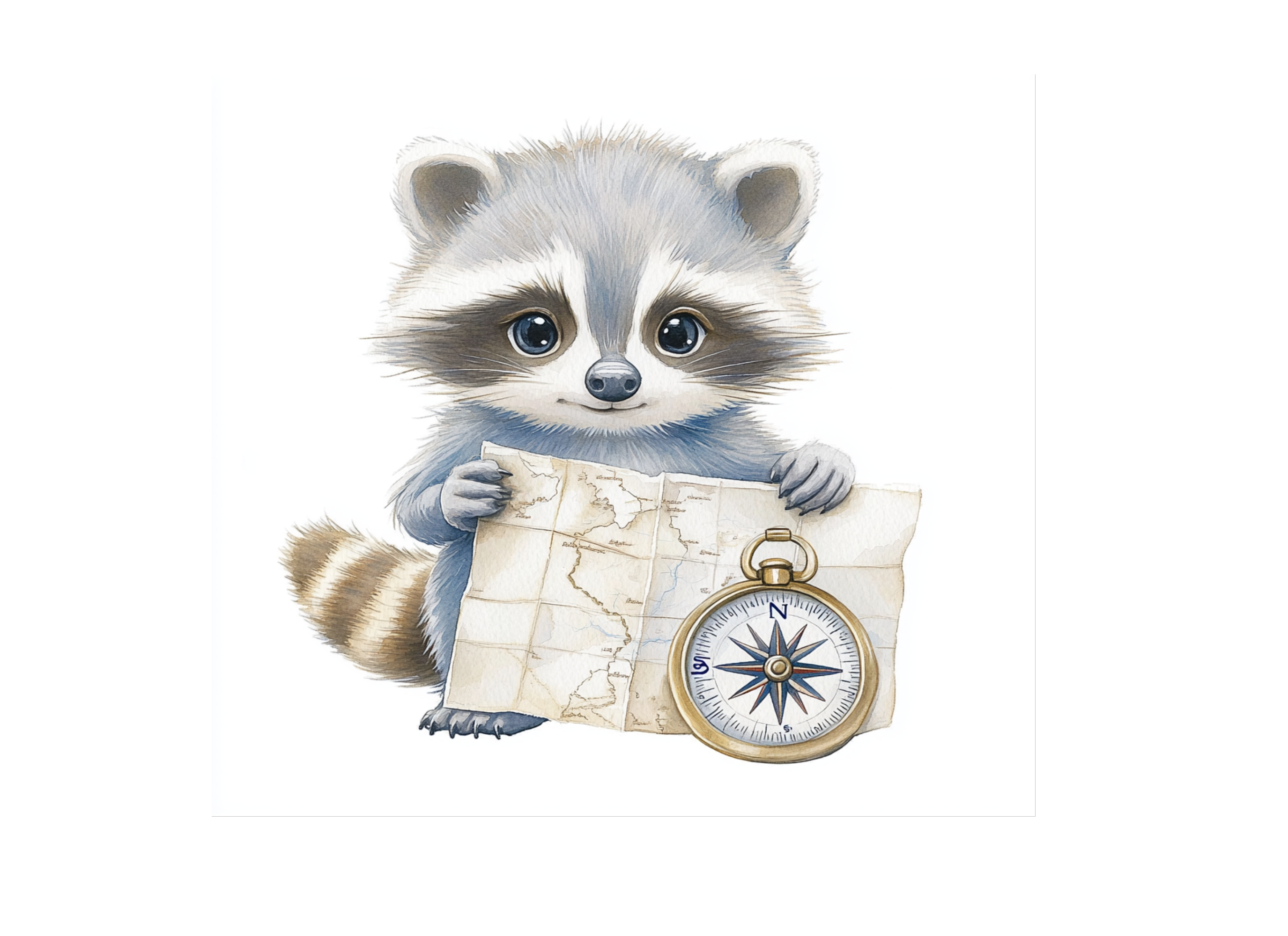 Cute Raccoon Explorer Clipart Bundle