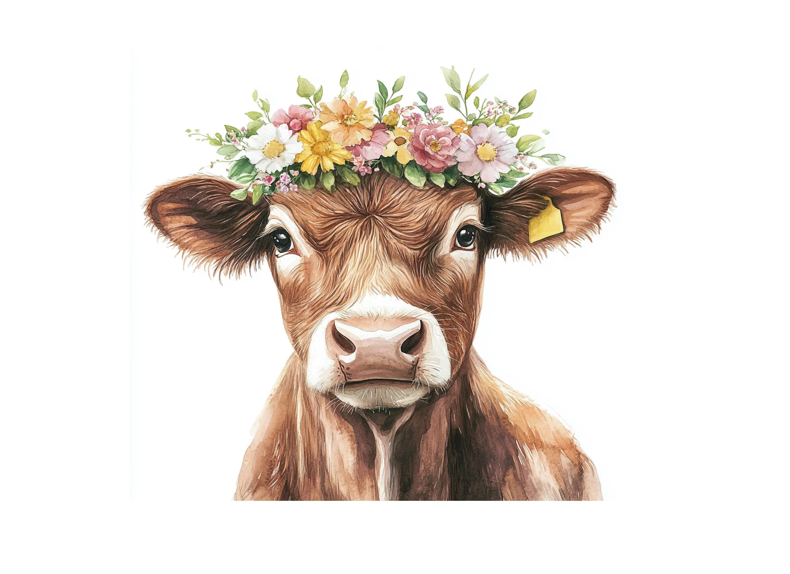 Floral Crown Cow Clipart Bundle