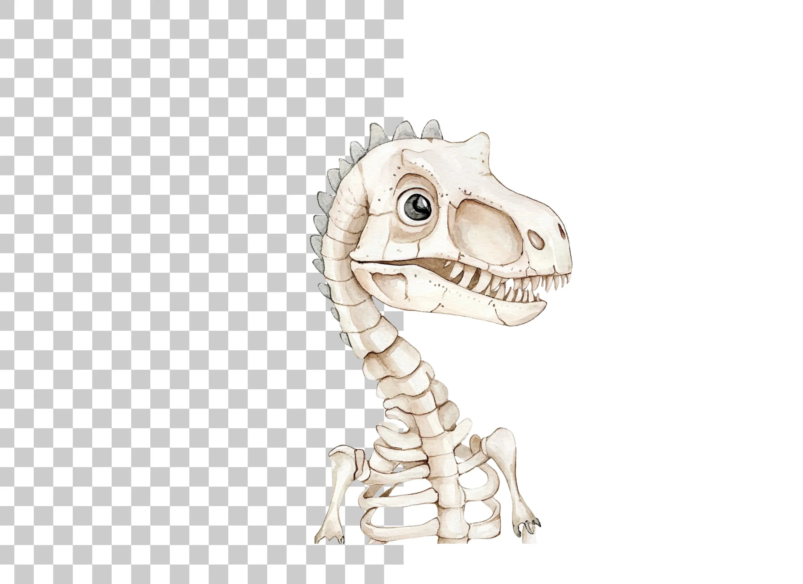 Cute Dinosaur Skeleton Head Clipart Bundle
