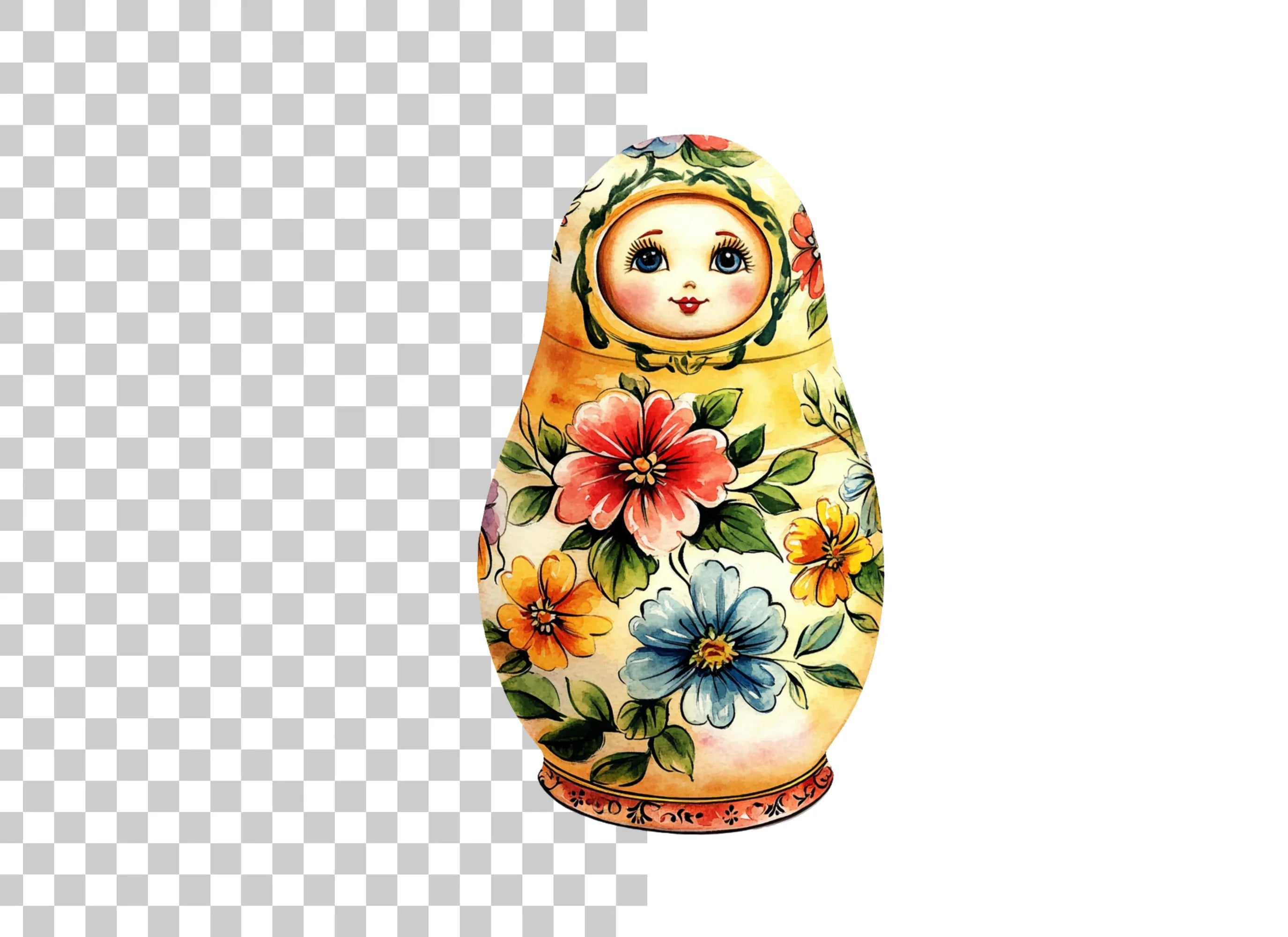 Traditional Russian Doll Floral Clipart Bundle