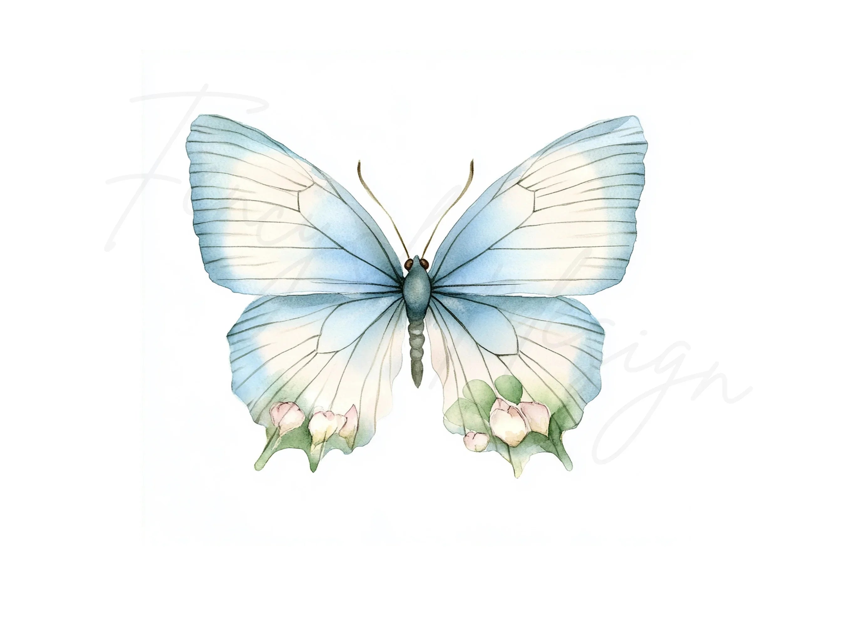 Blue Butterfly Clipart Bundle
