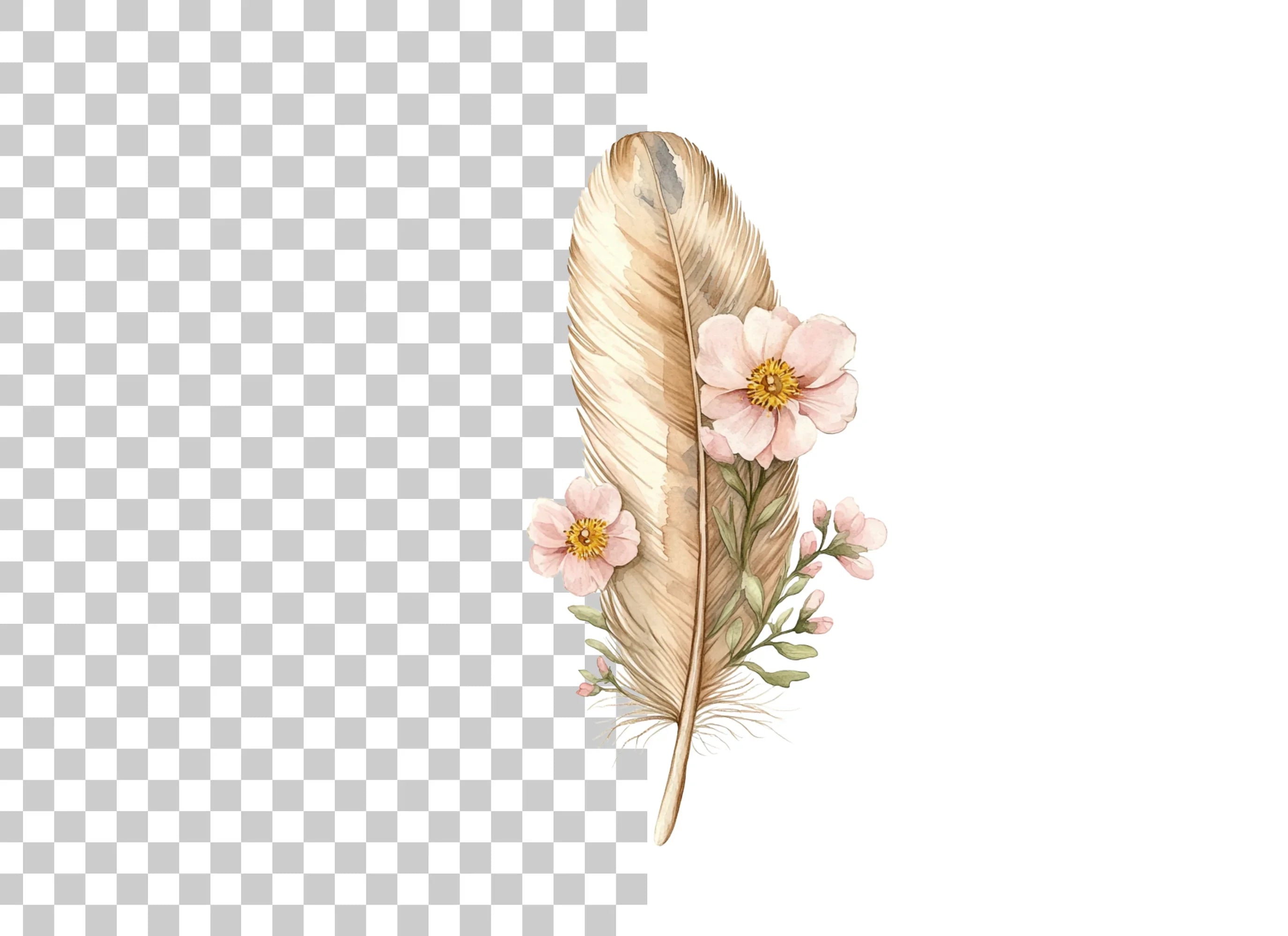Boho Feather Floral Clipart Bundle