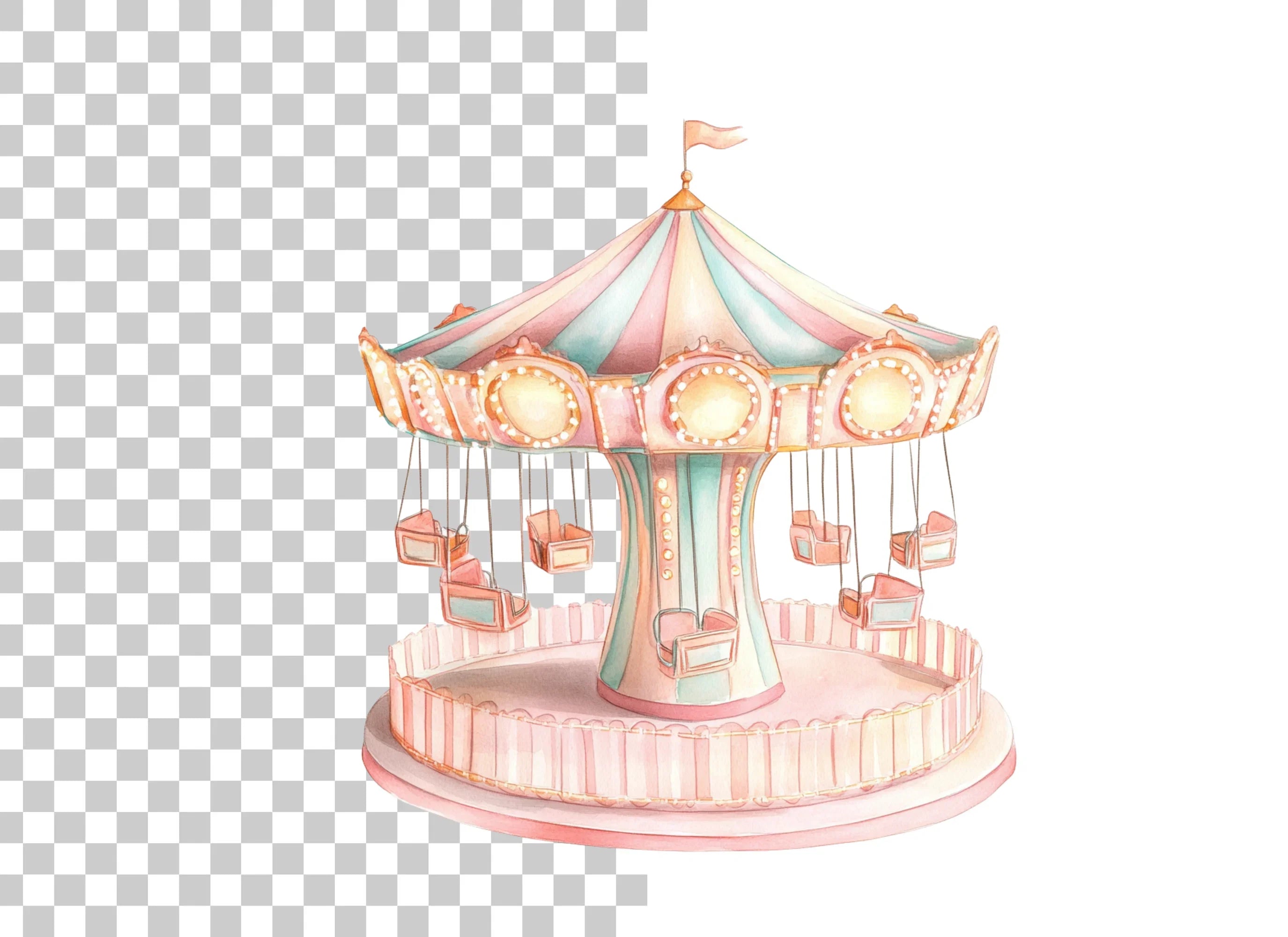 Pastel Carousel Ride Clipart Bundle