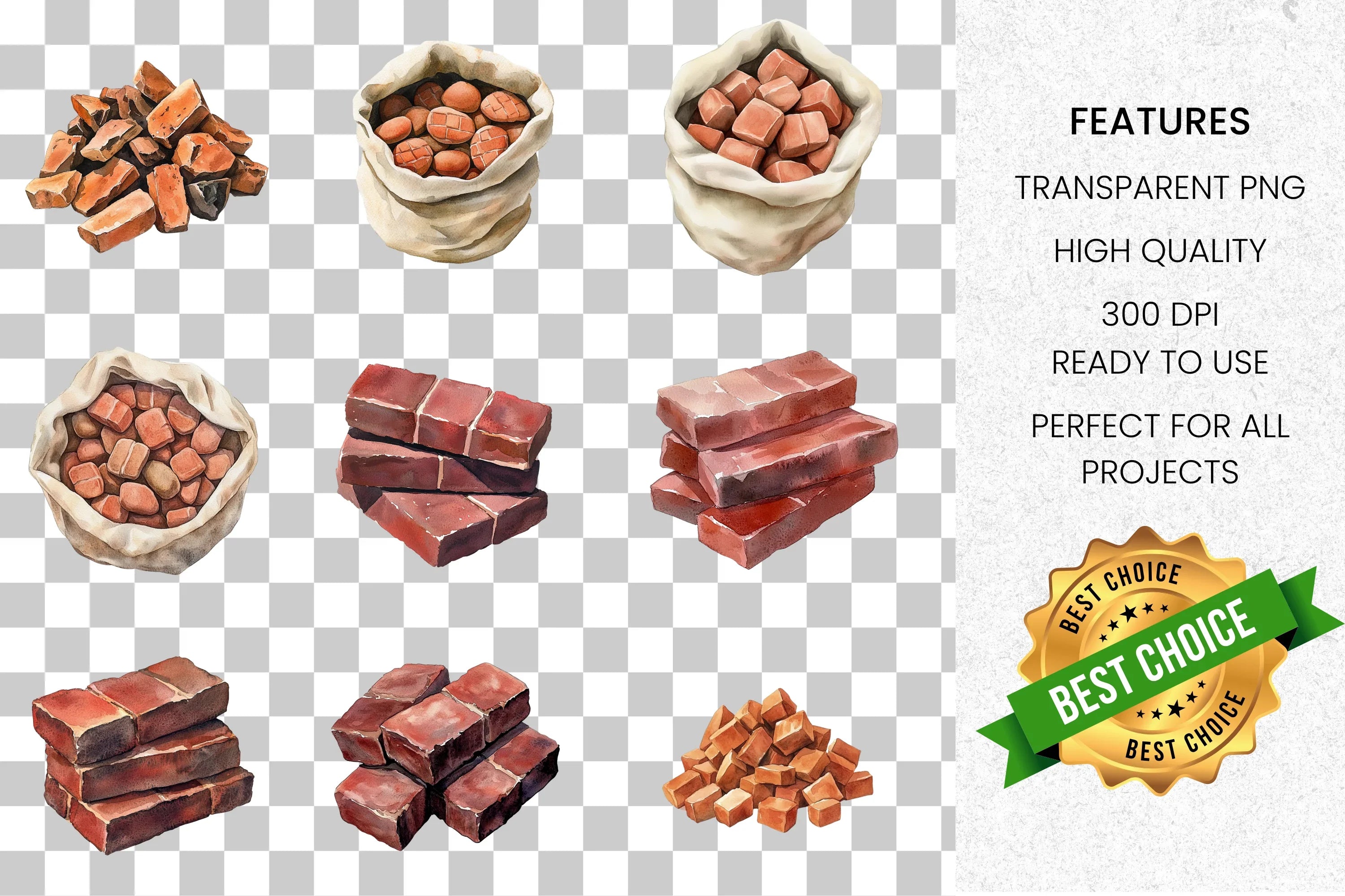 Rustic Nuts Bricks Clipart Bundle
