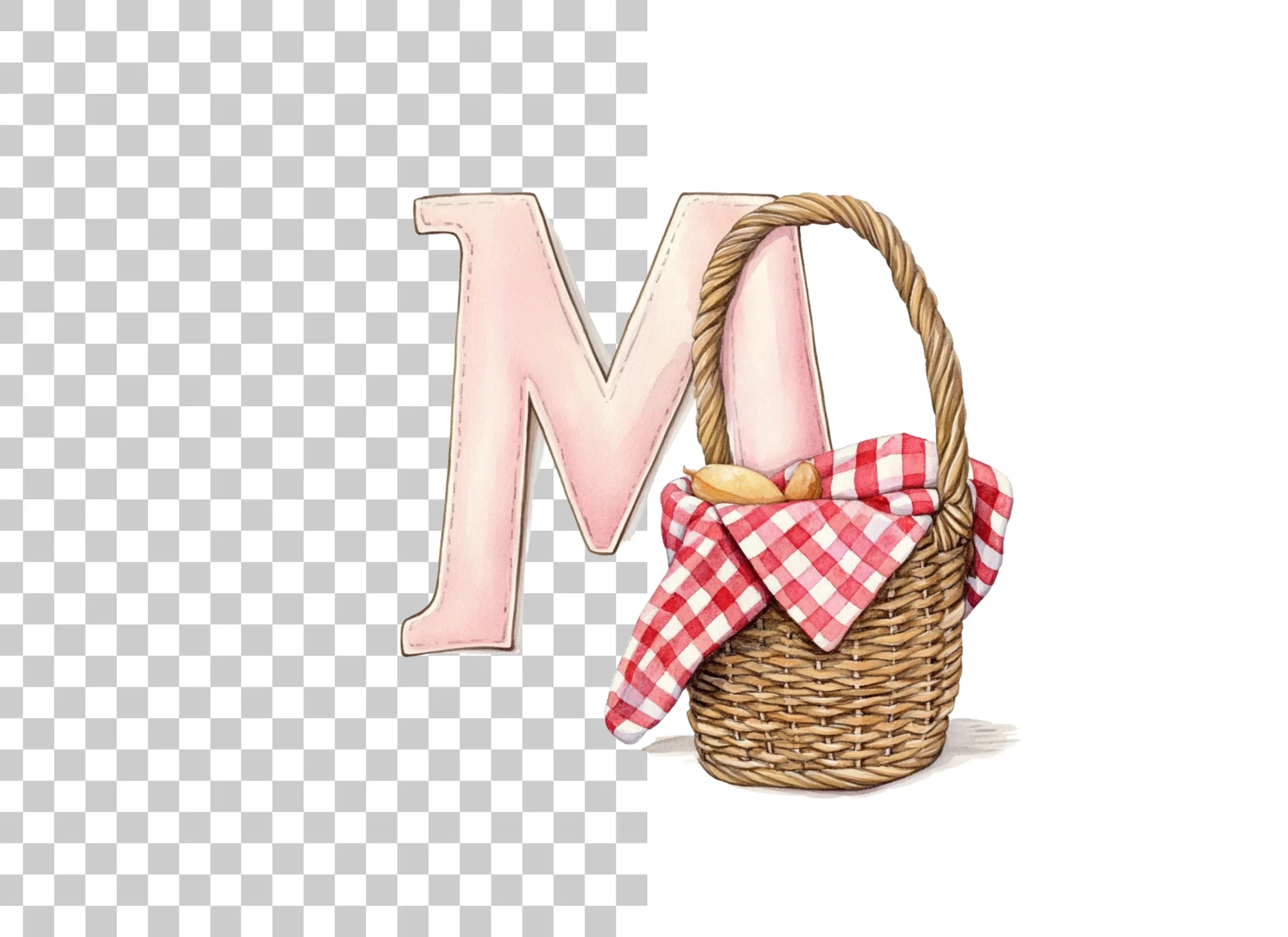 Picnic Basket Letter Duo Clipart Bundle