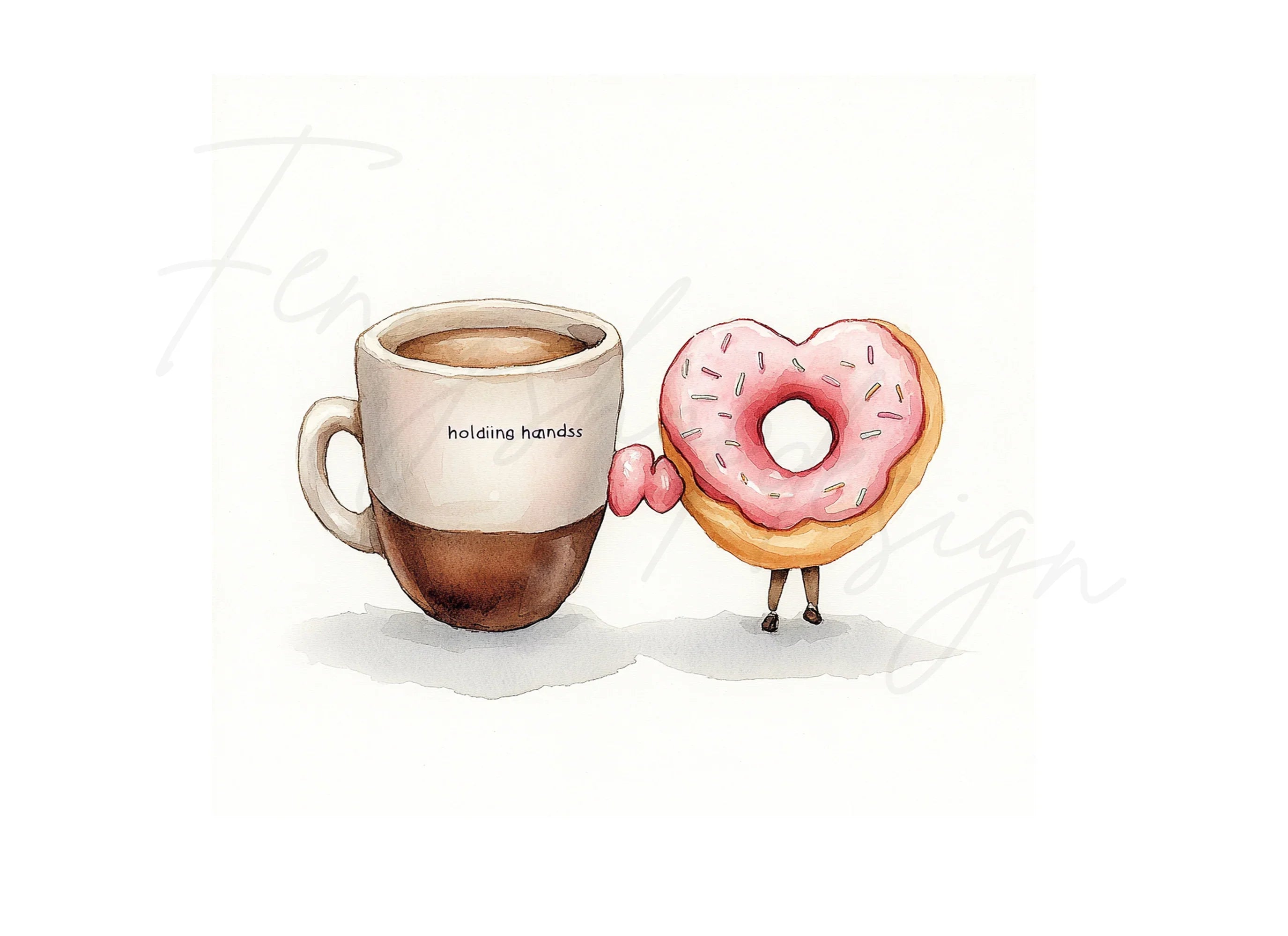 Coffee and Donut Love Clipart Bundle