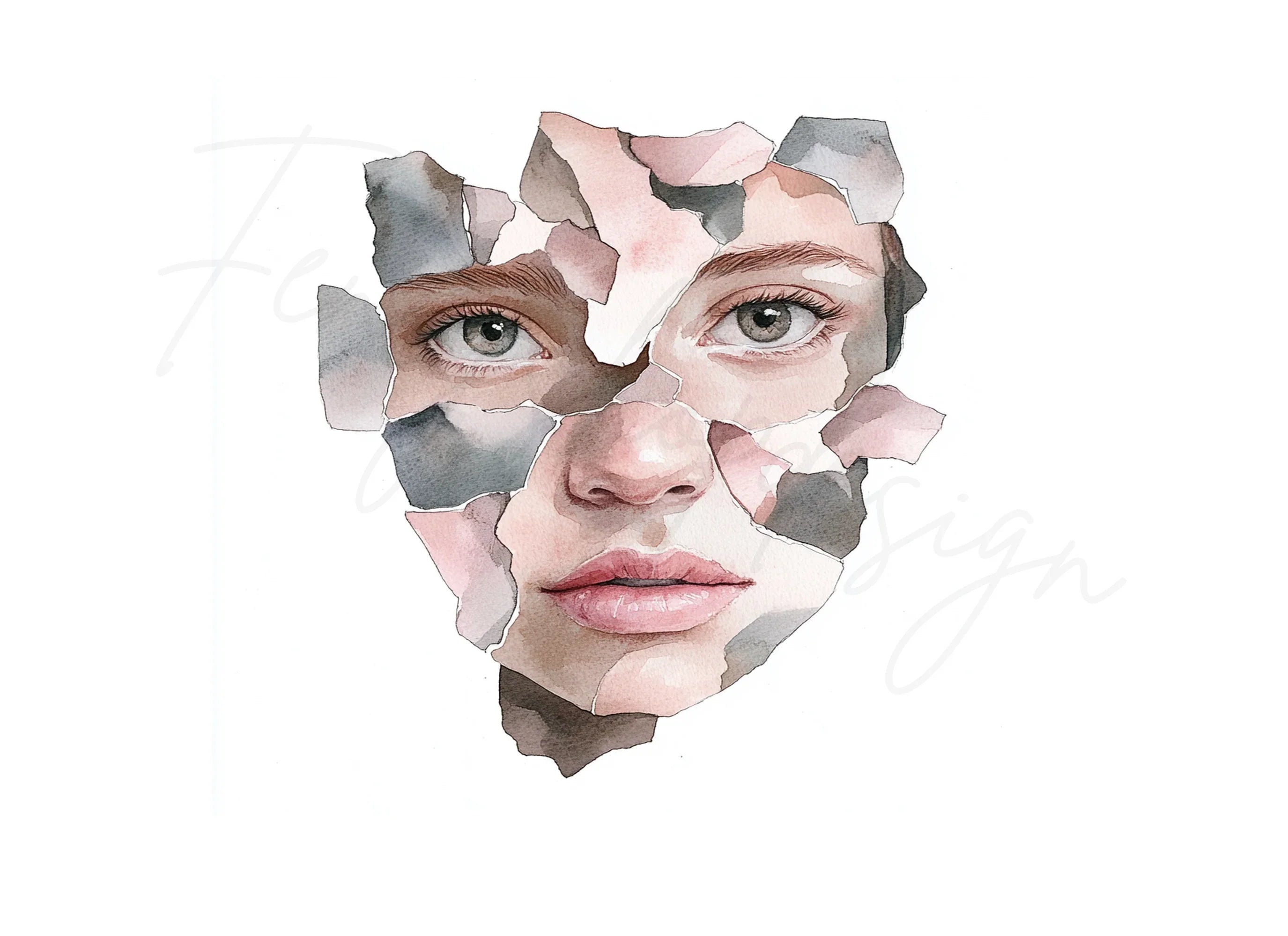 Fragmented Face Clipart Bundle