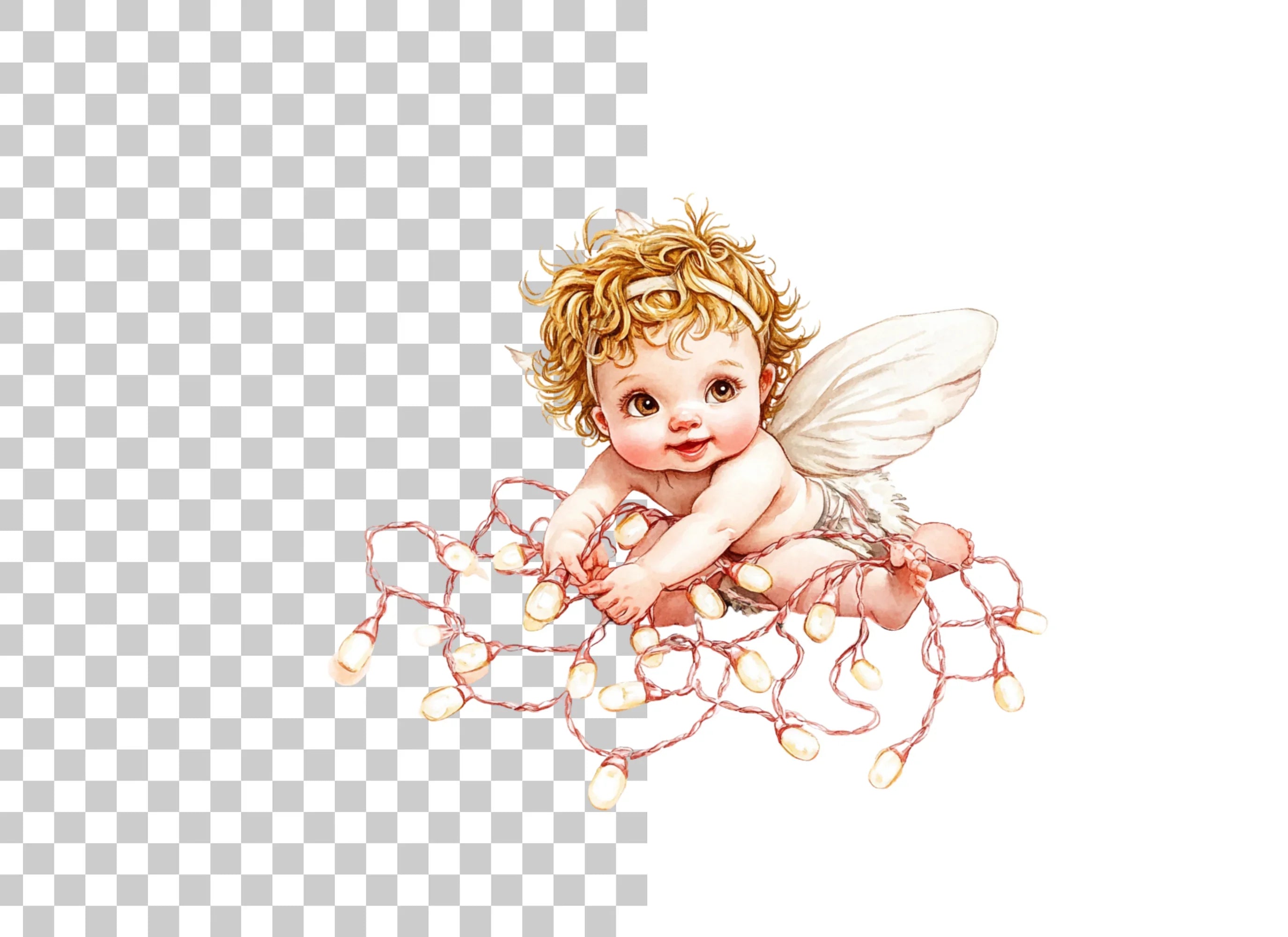 Playful Baby Angel with Pink Lights Clipart Bundle