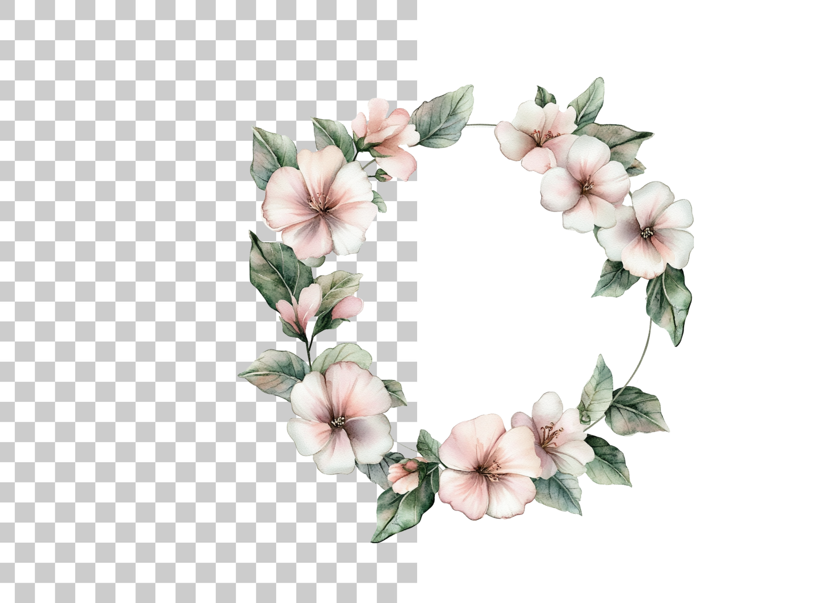 Blush Pink Floral Wreath Clipart Bundle