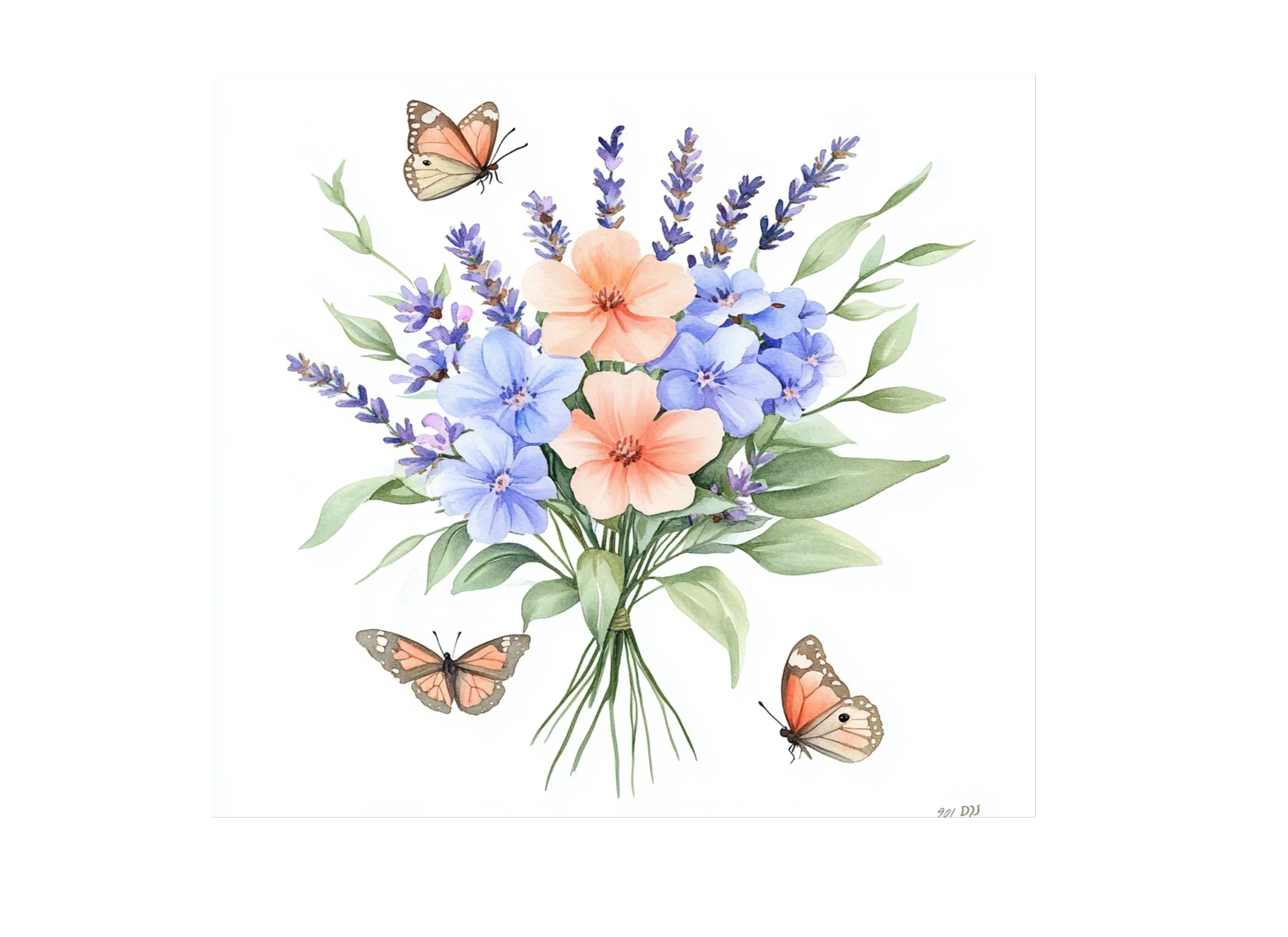 Lavender Butterfly Clipart Bundle
