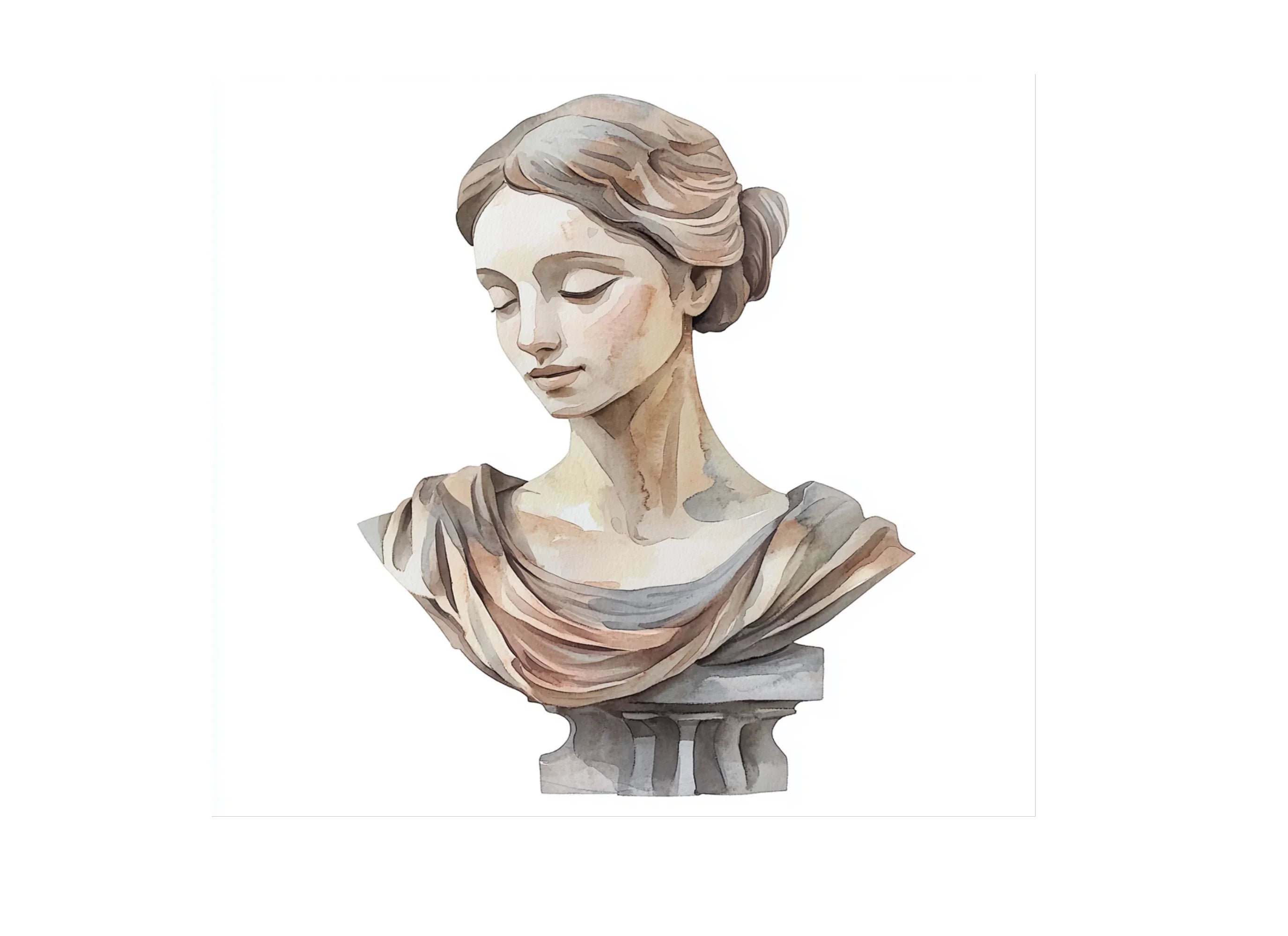 Elegant Female Bust Sculpture Clipart Bundle