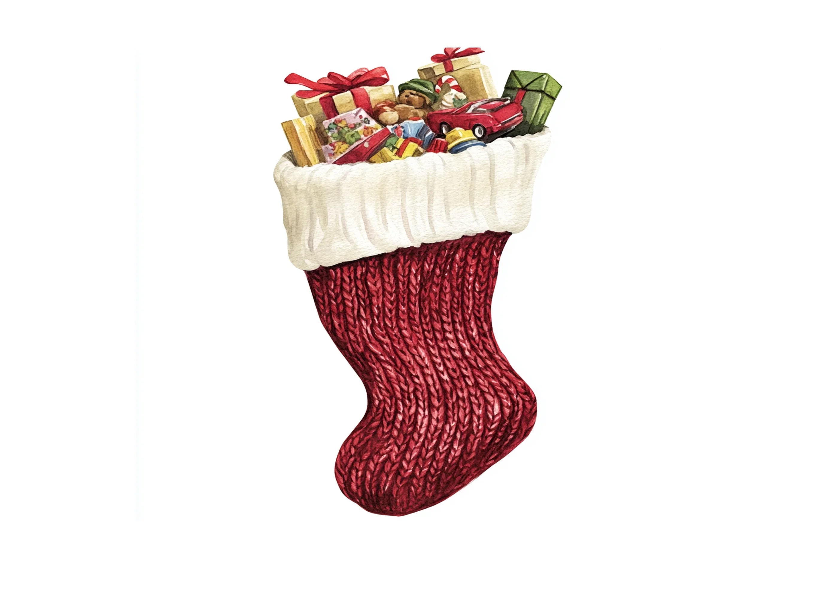Christmas Stockings Filled With Gifts Clipart Bundle