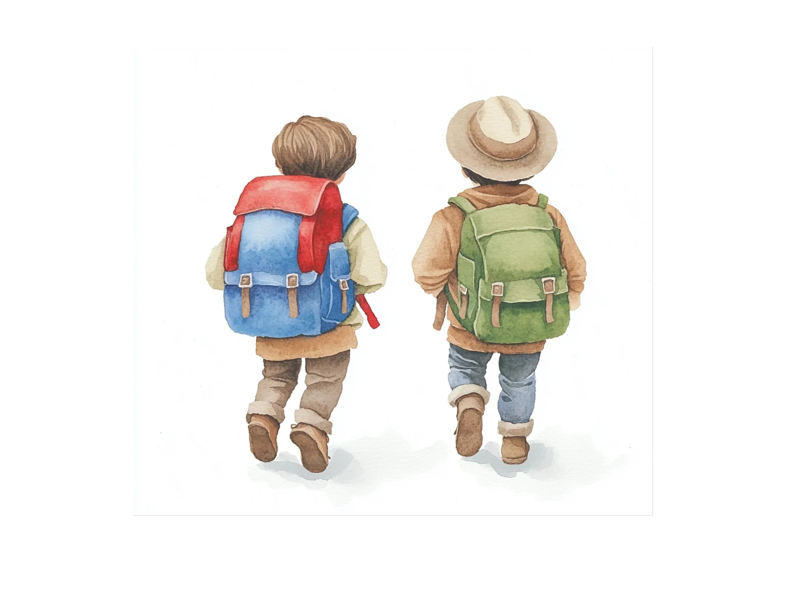 Children Walking with Backpacks Clipart Bundle