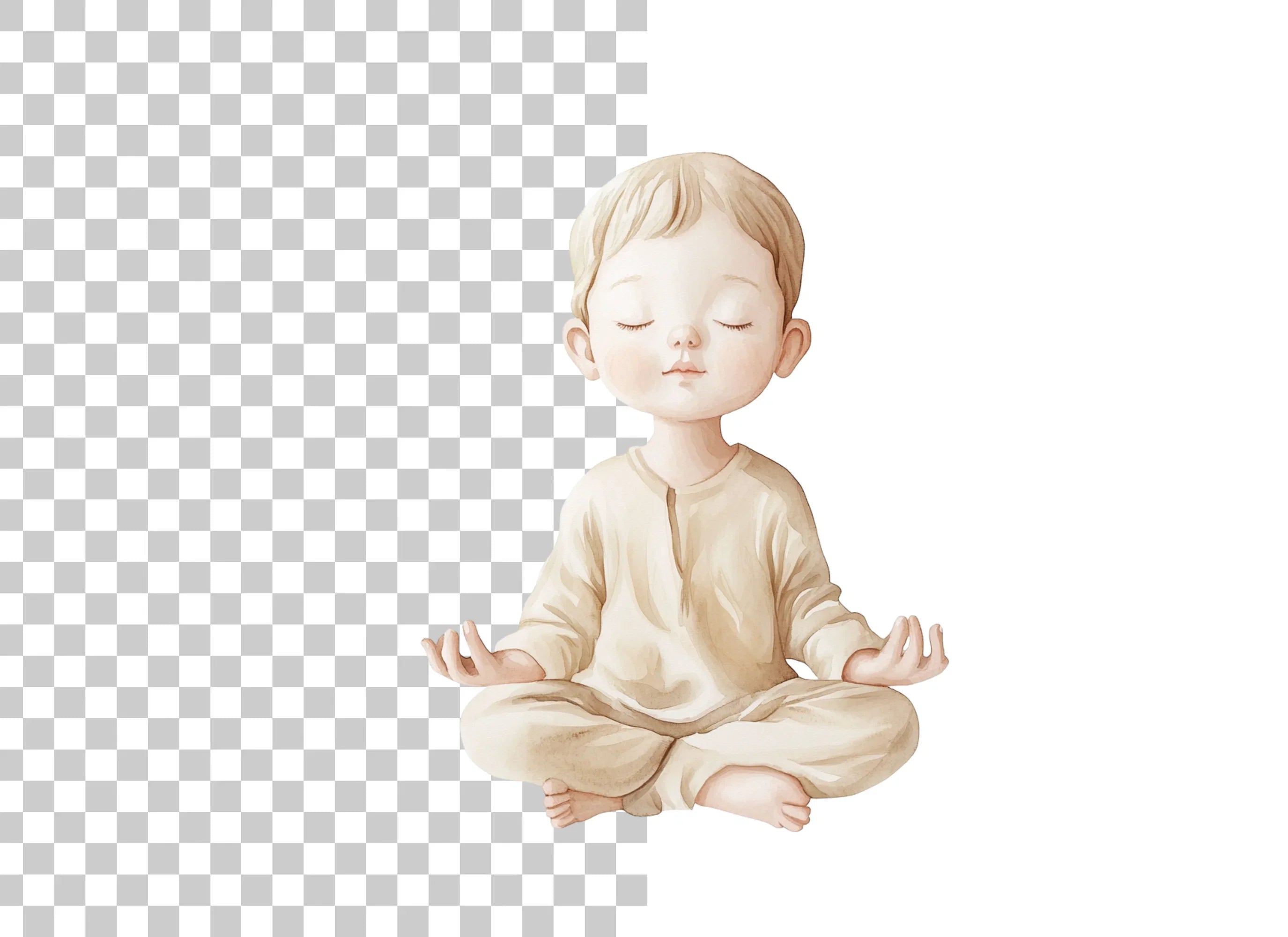 Boy Meditating Illustration Clipart Bundle