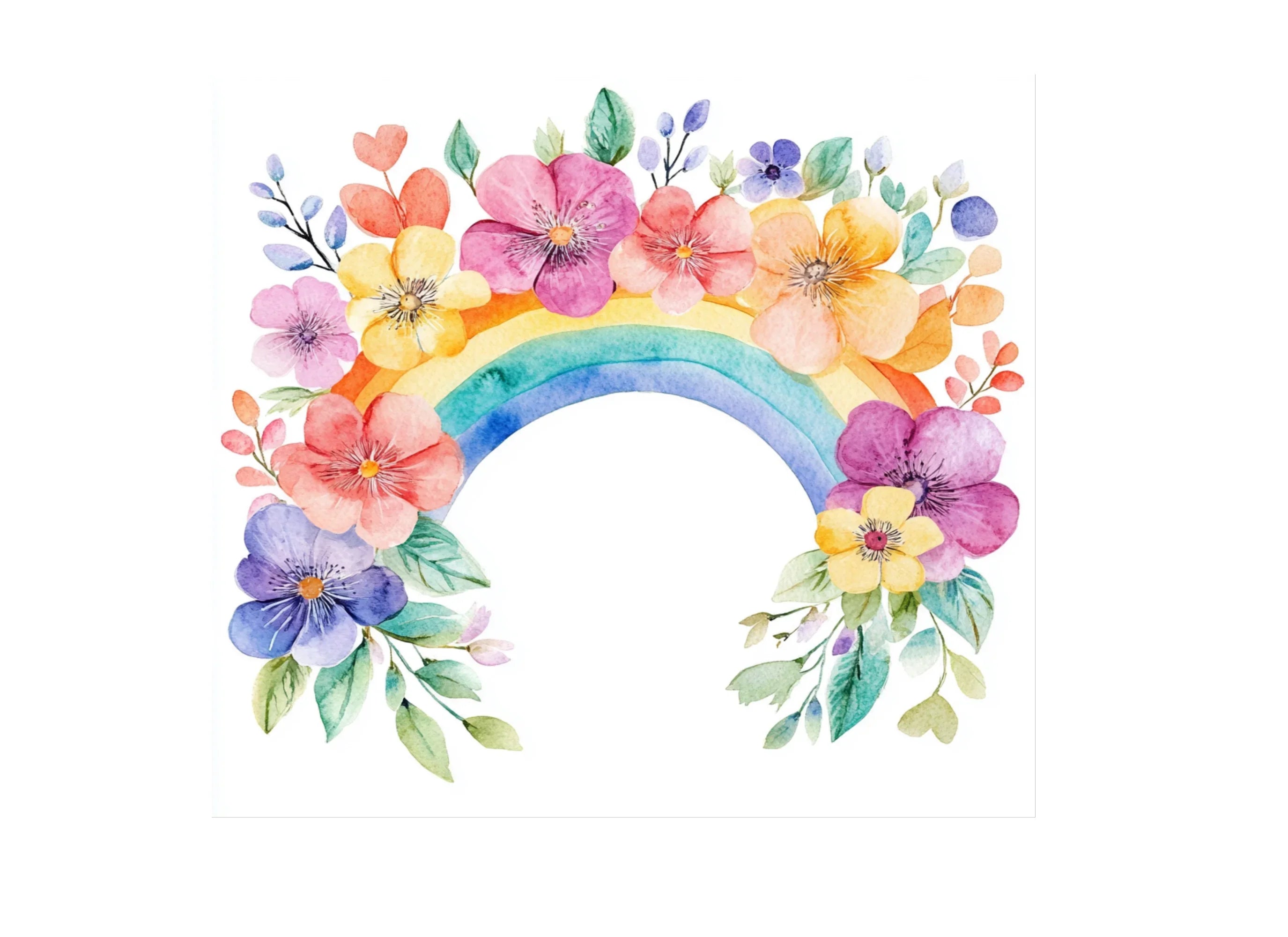 Rainbow and Floral Clipart Bundle