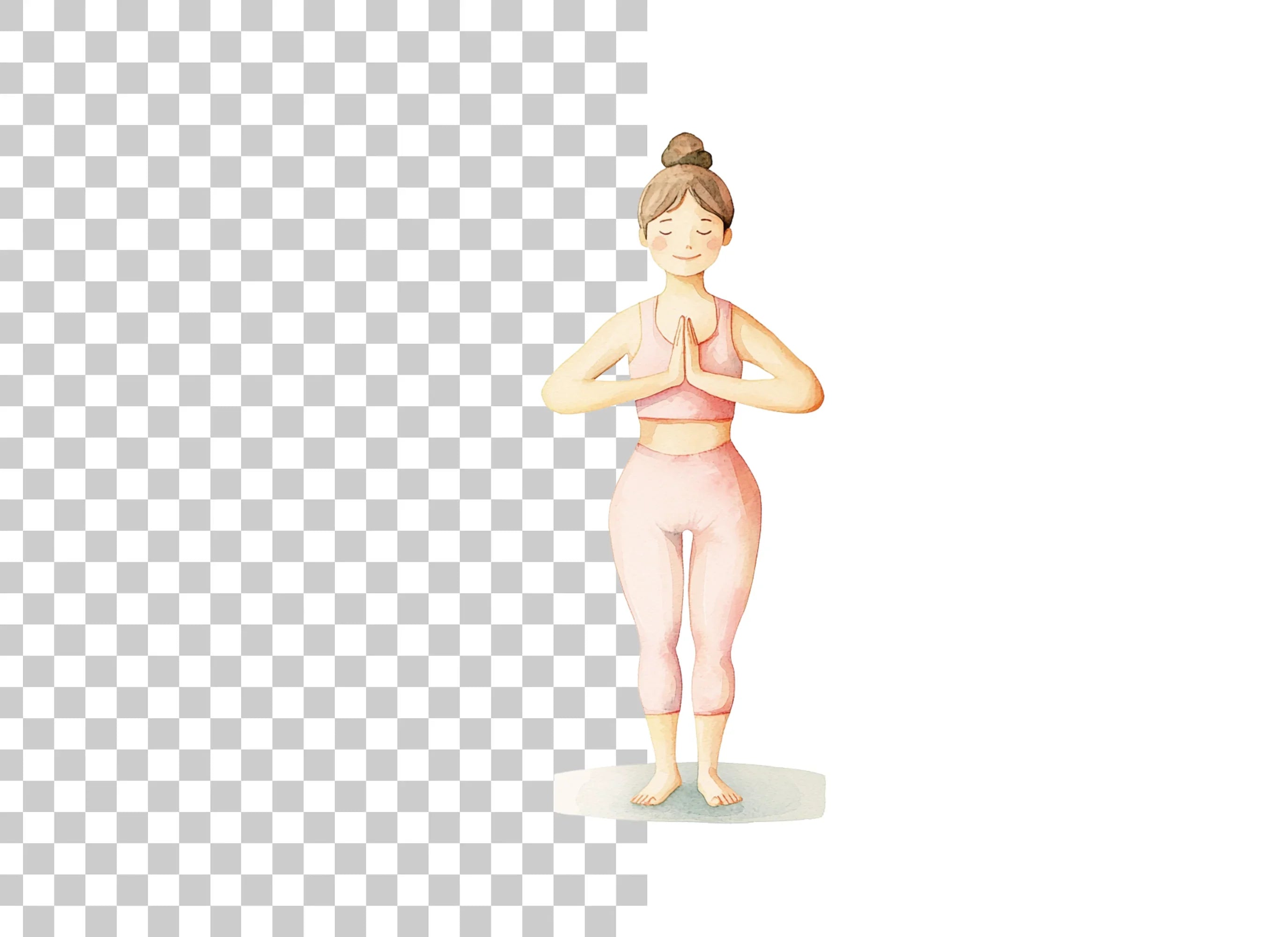 Yoga Girl Peaceful Standing Pose Clipart Bundle