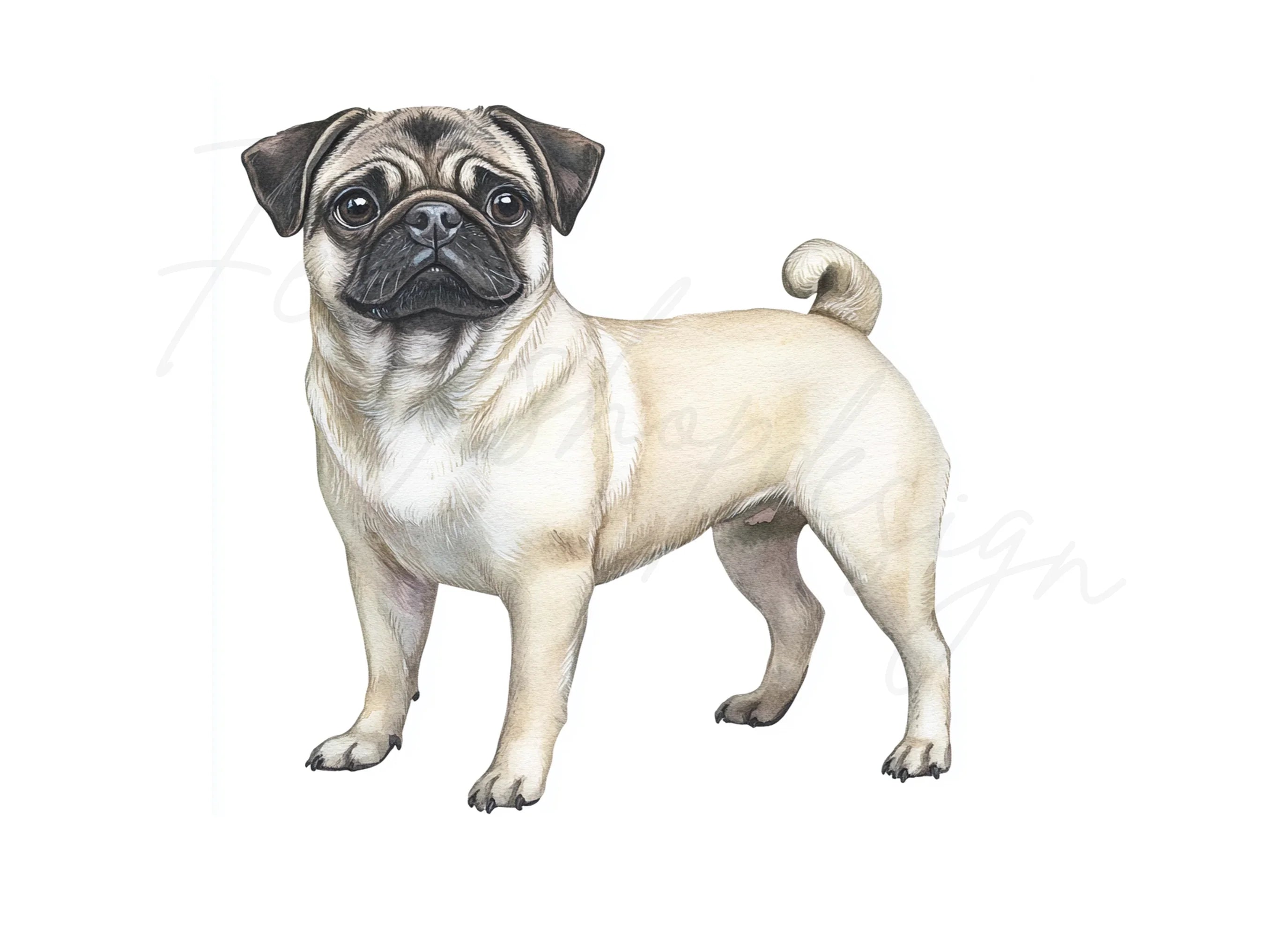 Three Pugs Clipart Bundle
