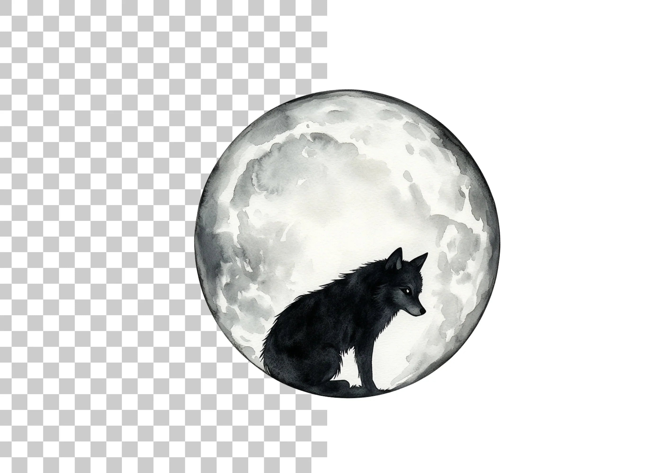 Black Wolf Moon Clipart Bundle