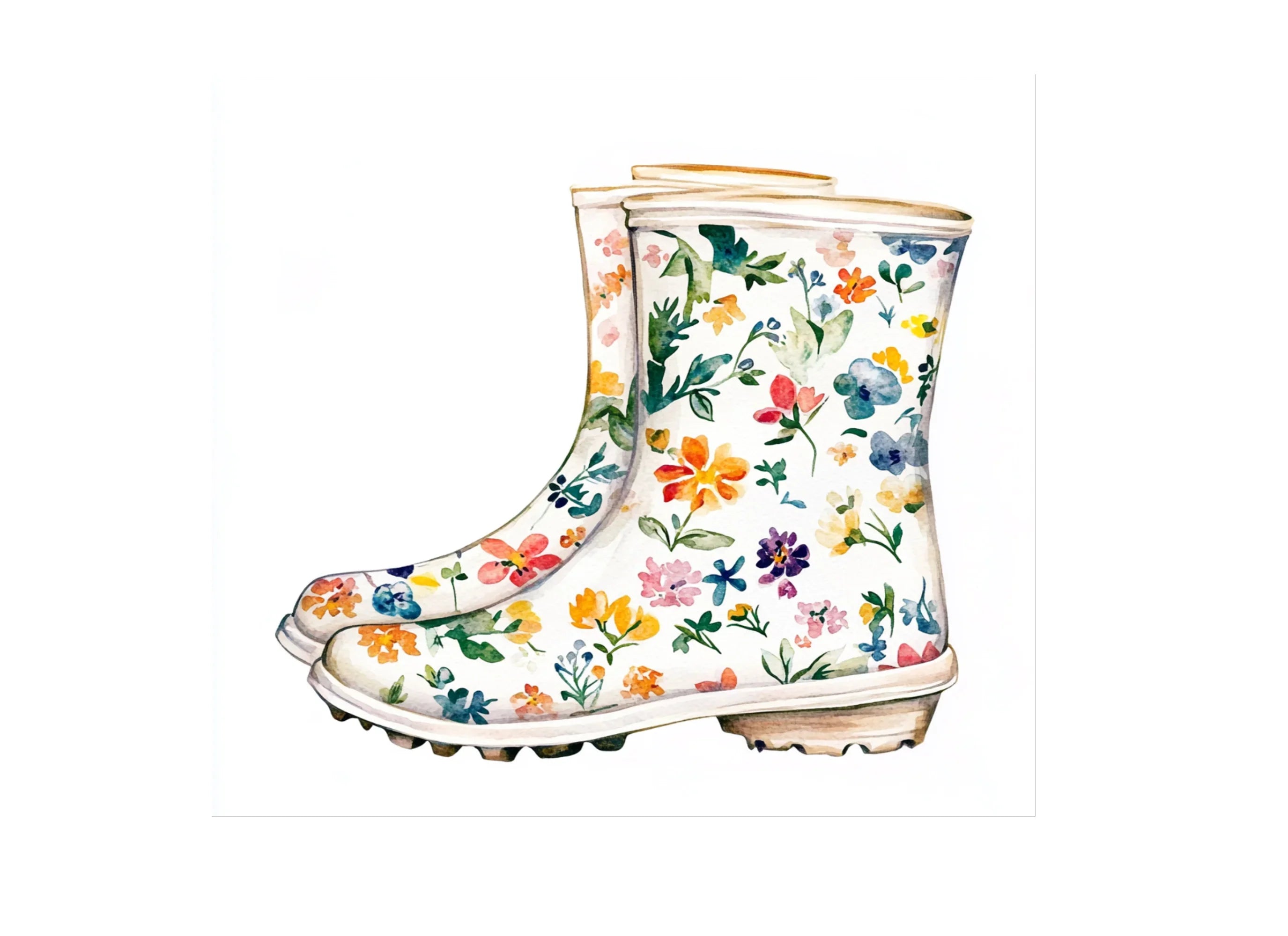 Floral Rain Boots Clipart Bundle