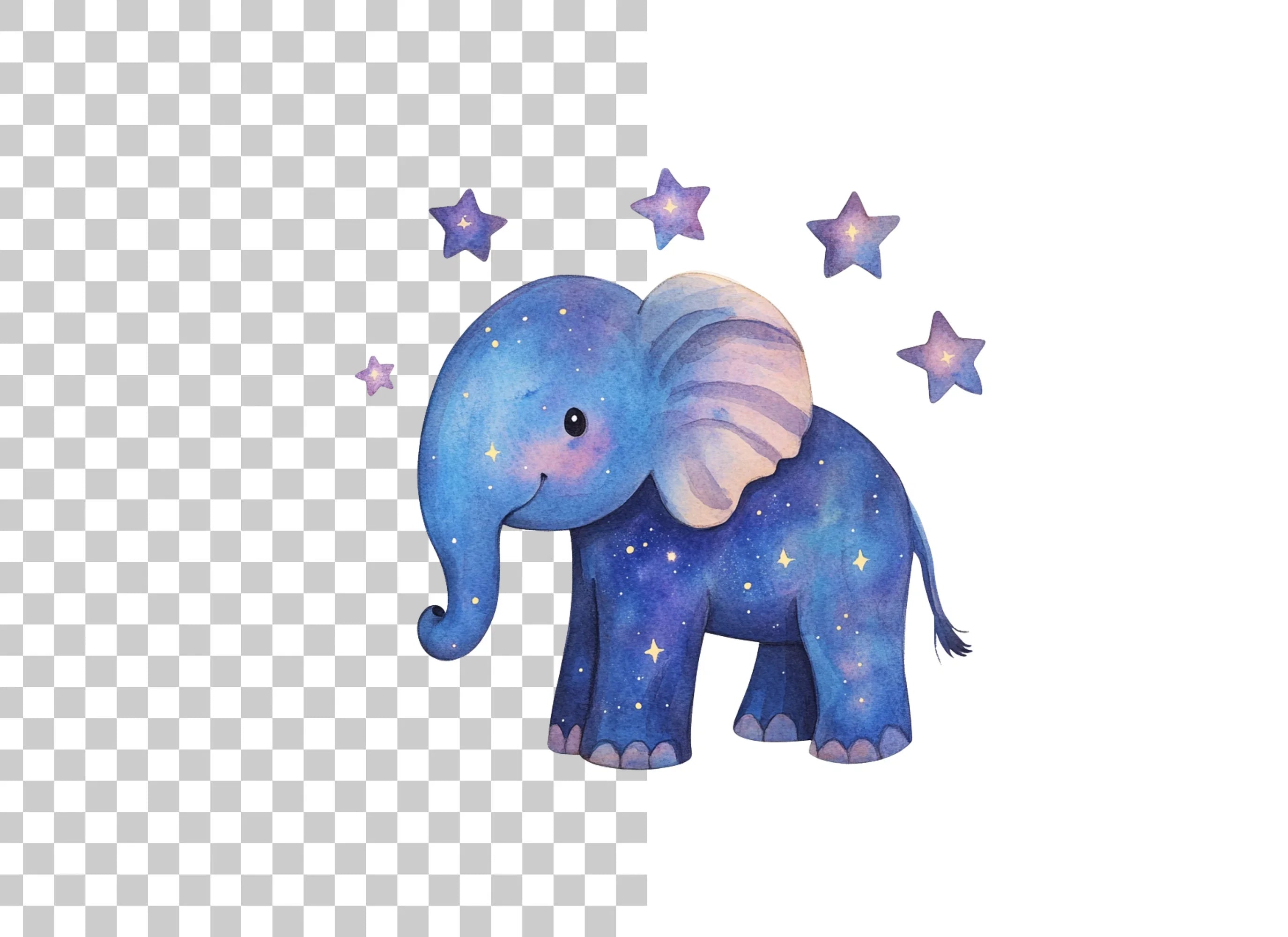 Galaxy Elephant with Stars Clipart Bundle