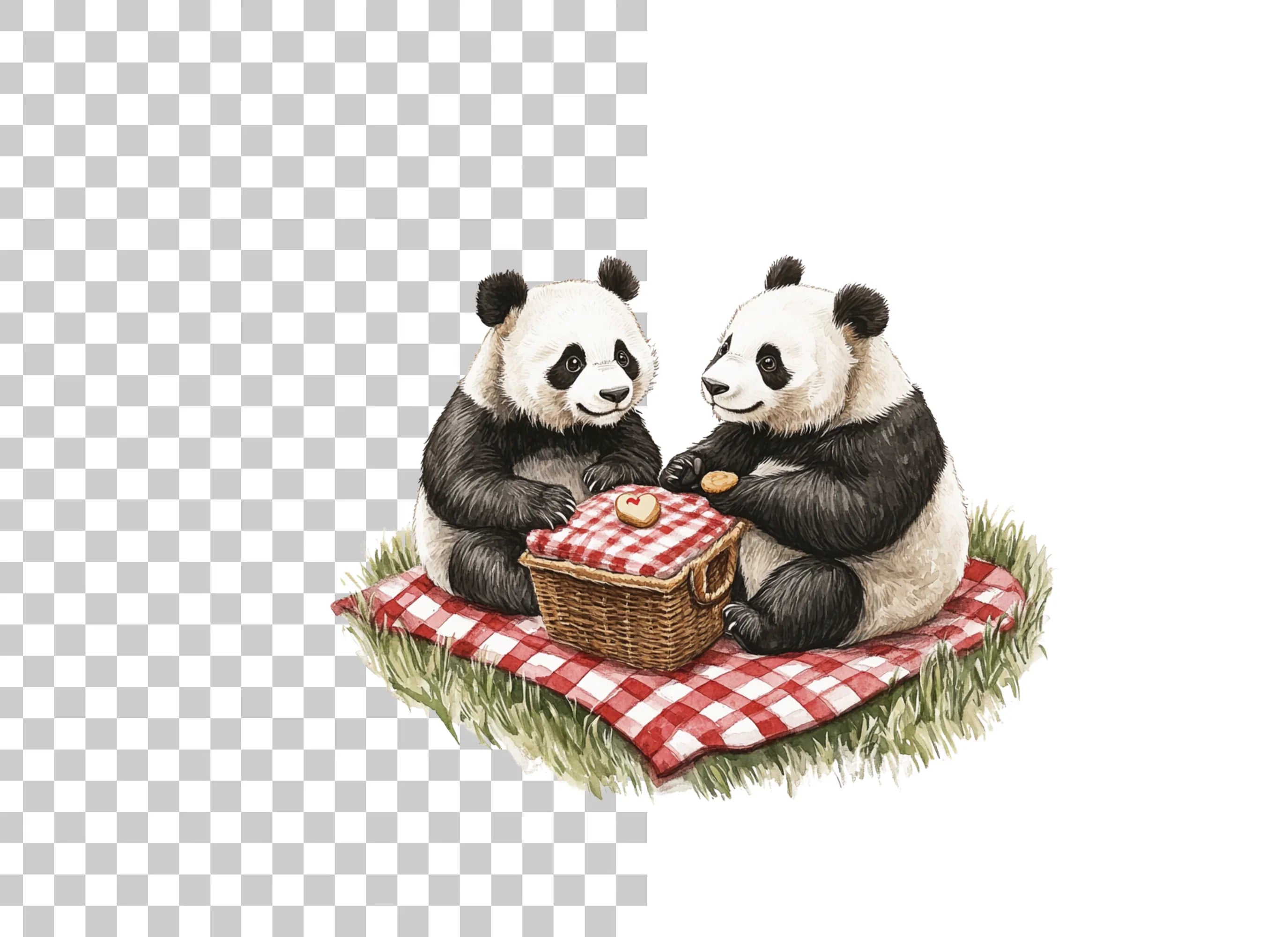 Cute Panda Bear Picnic Clipart Bundle
