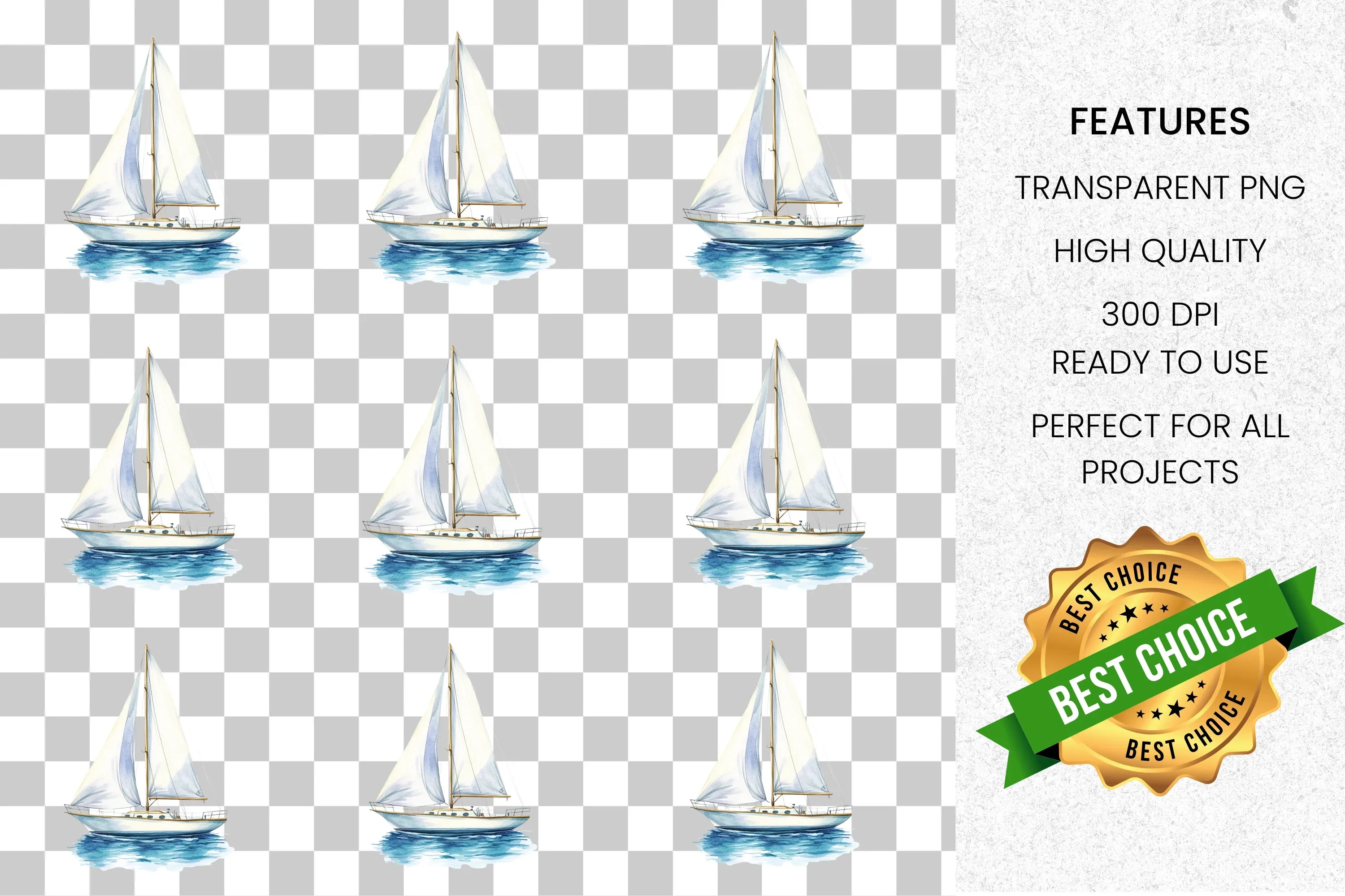 Sailboat Nautical Clipart Bundle