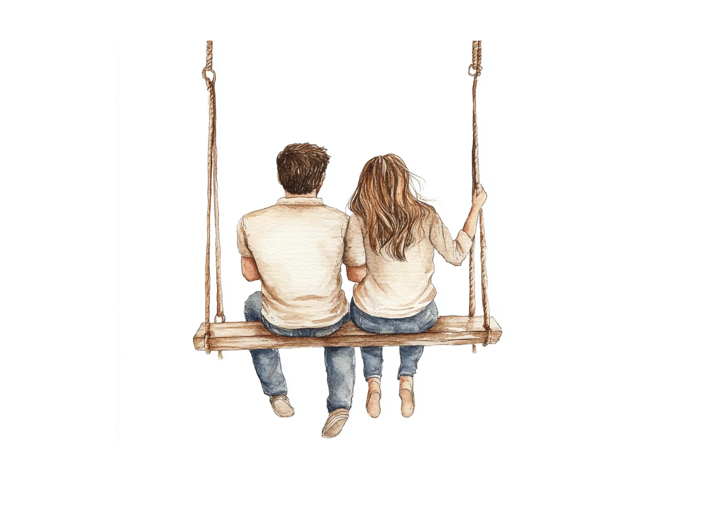 Romantic Couple on Swing Clipart Bundle
