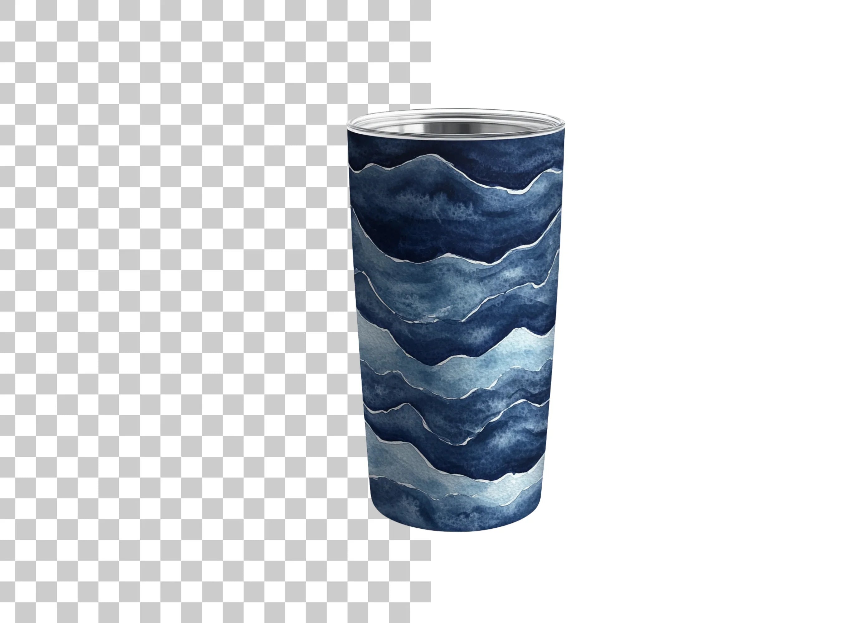 Dark Blue Ocean Waves Tumbler Clipart Bundle