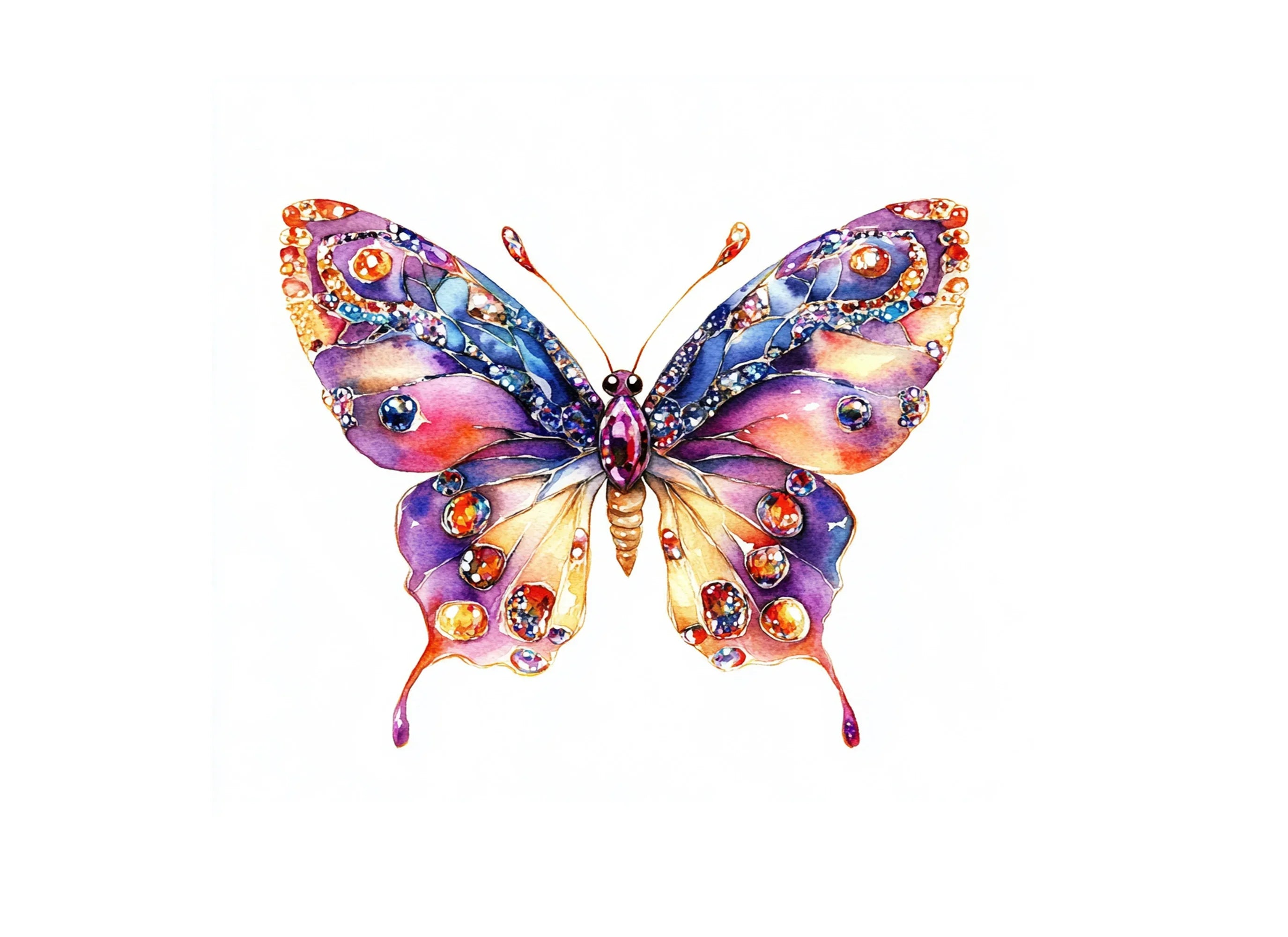 Jeweled Butterfly Clipart Bundle