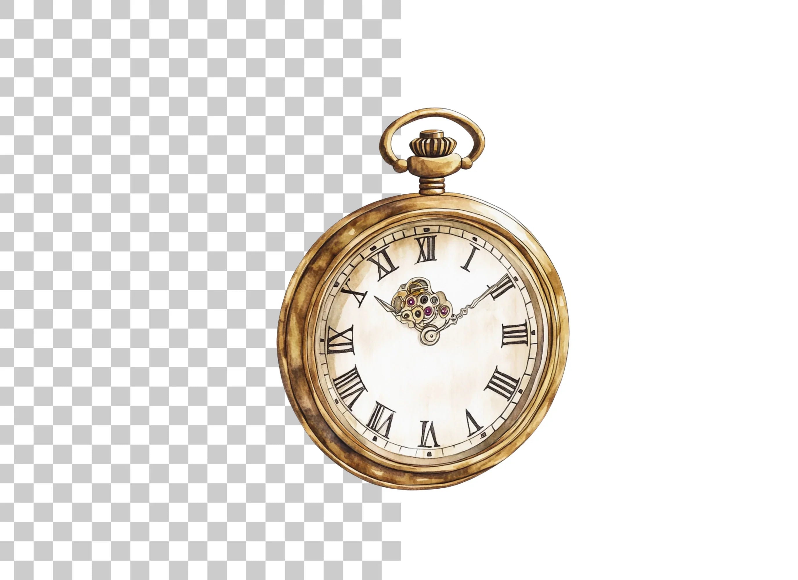Vintage Pocket Watch Clipart Bundle