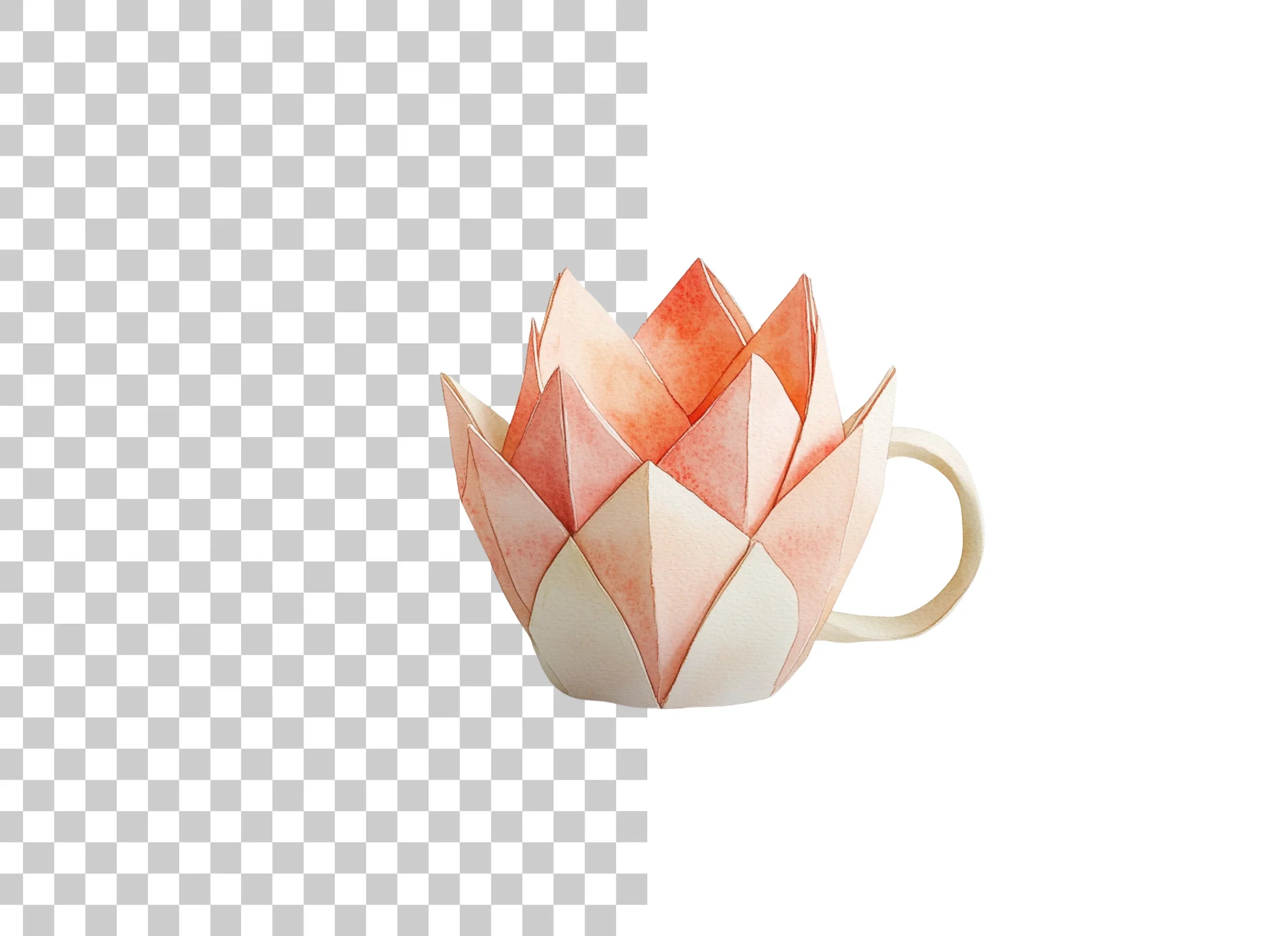 Elegant Lotus Teacup Clipart Bundle