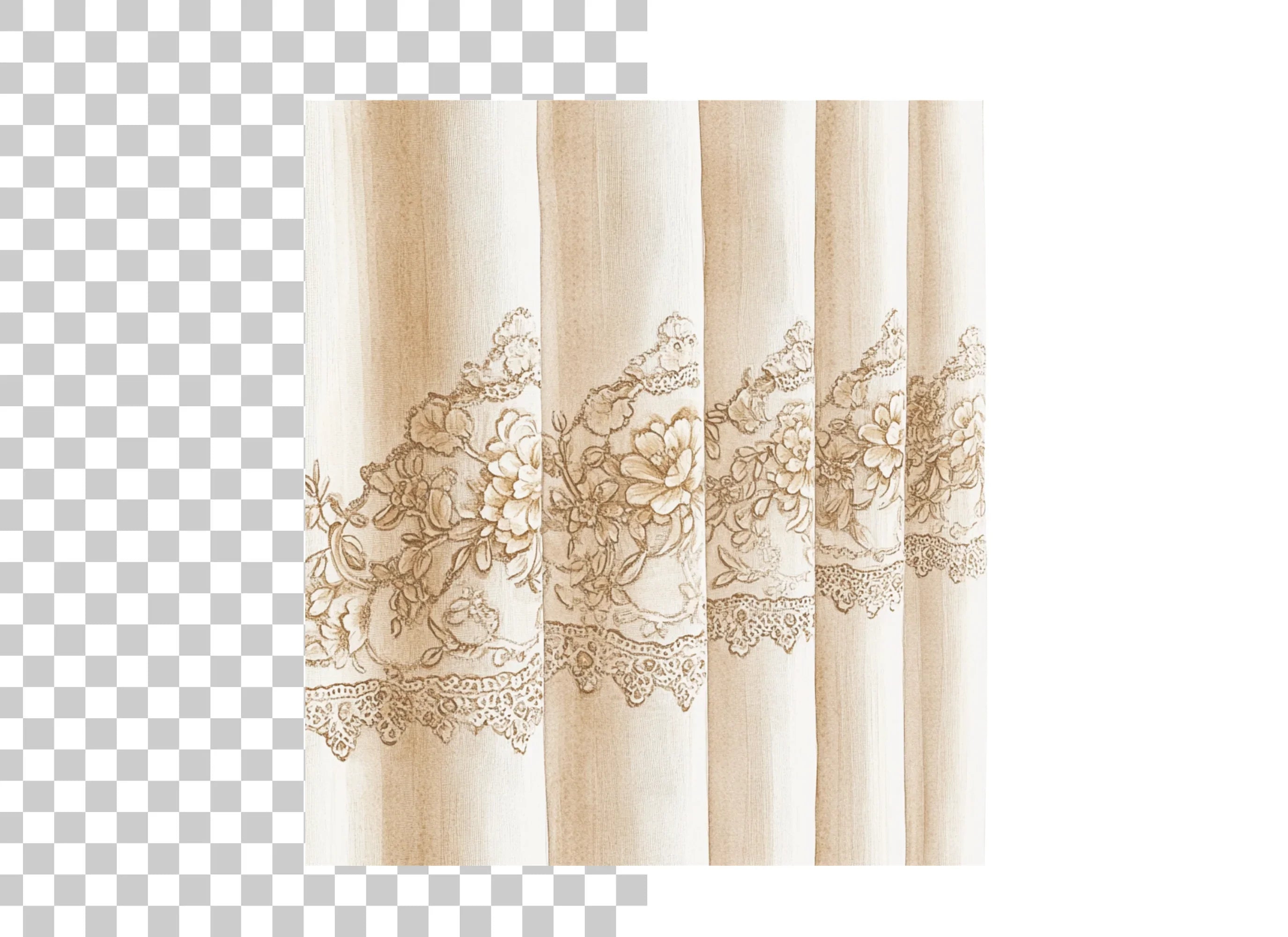 Floral Embroidered Curtain Clipart Bundle